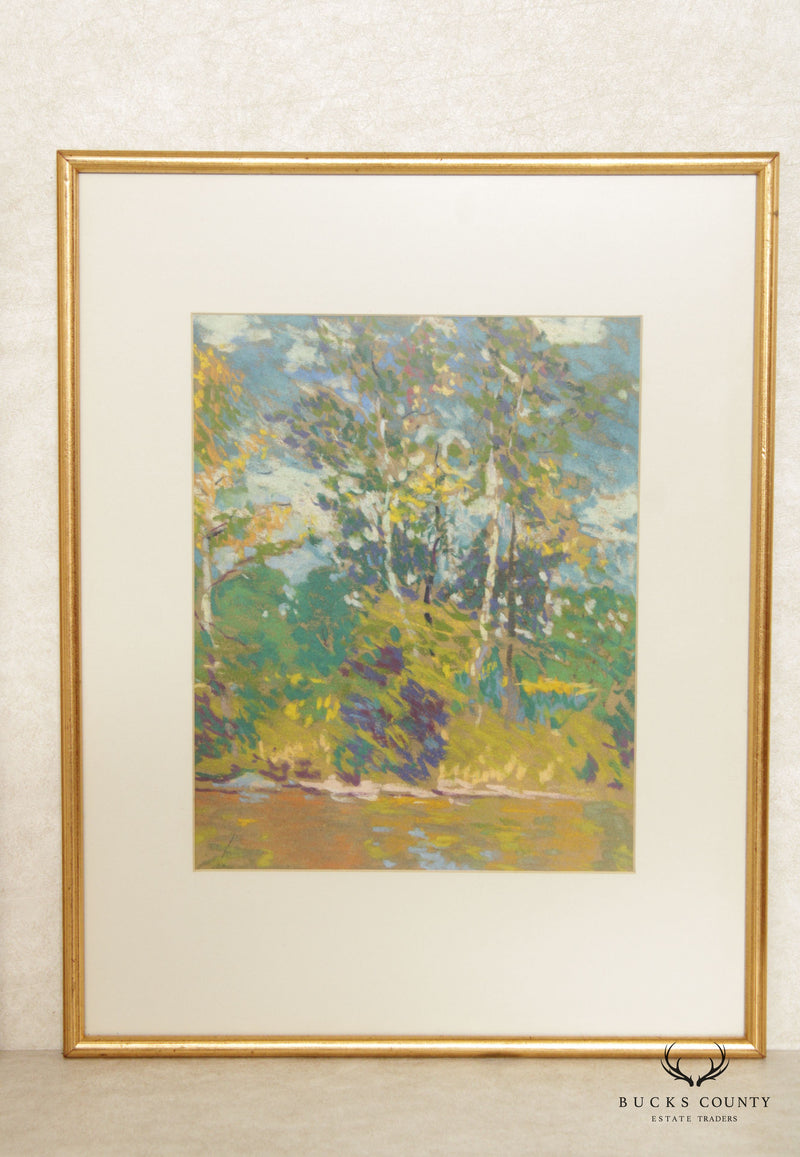 Impressionist Style 'Forrest Green' Pastel Drawings by John J. Dull