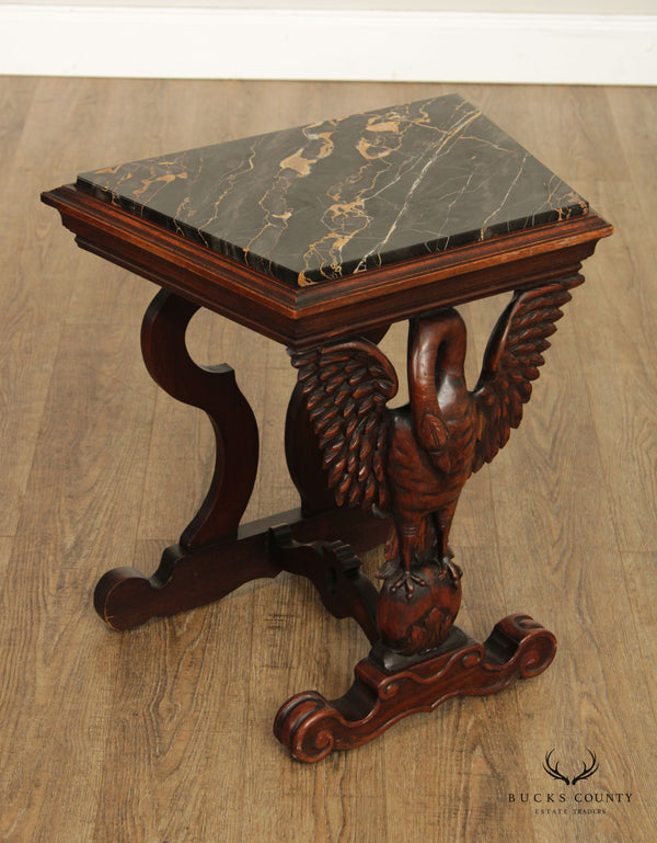 Empire Style Carved Eagle Mahogany Marble Top Table