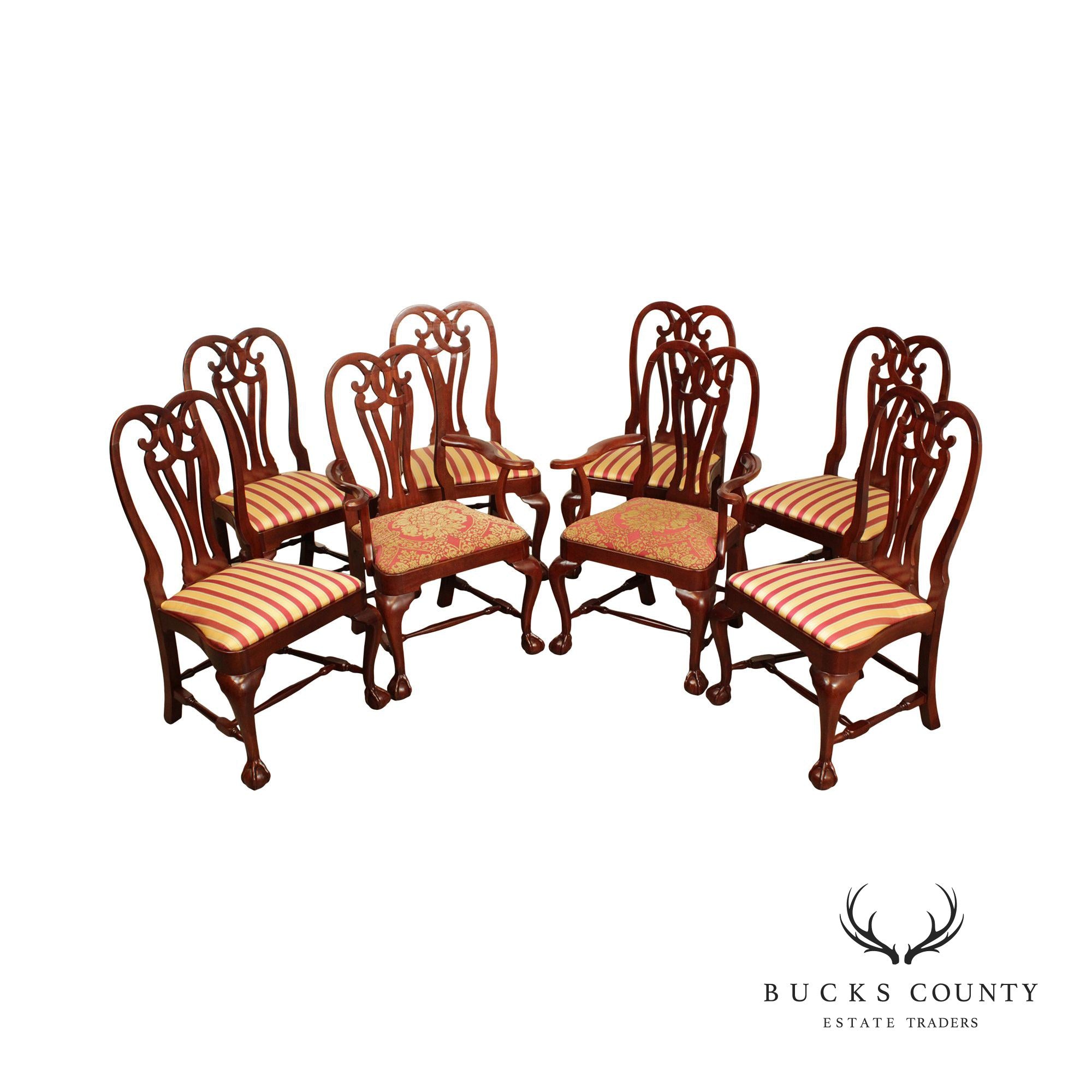 Chippendale Style Set of 8 Mahogany Ball and Claw Dining Chairs