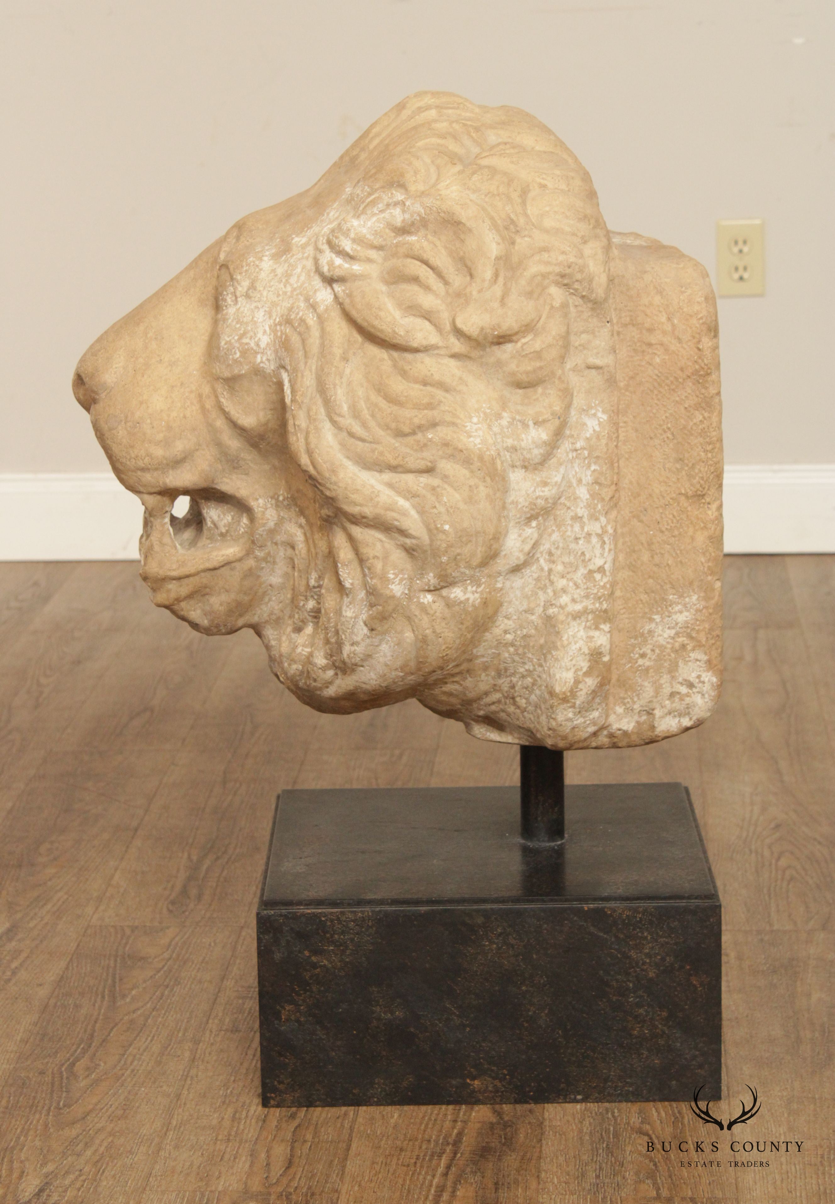 Lion Mask Casted Stone Architectural Detail Sculpture