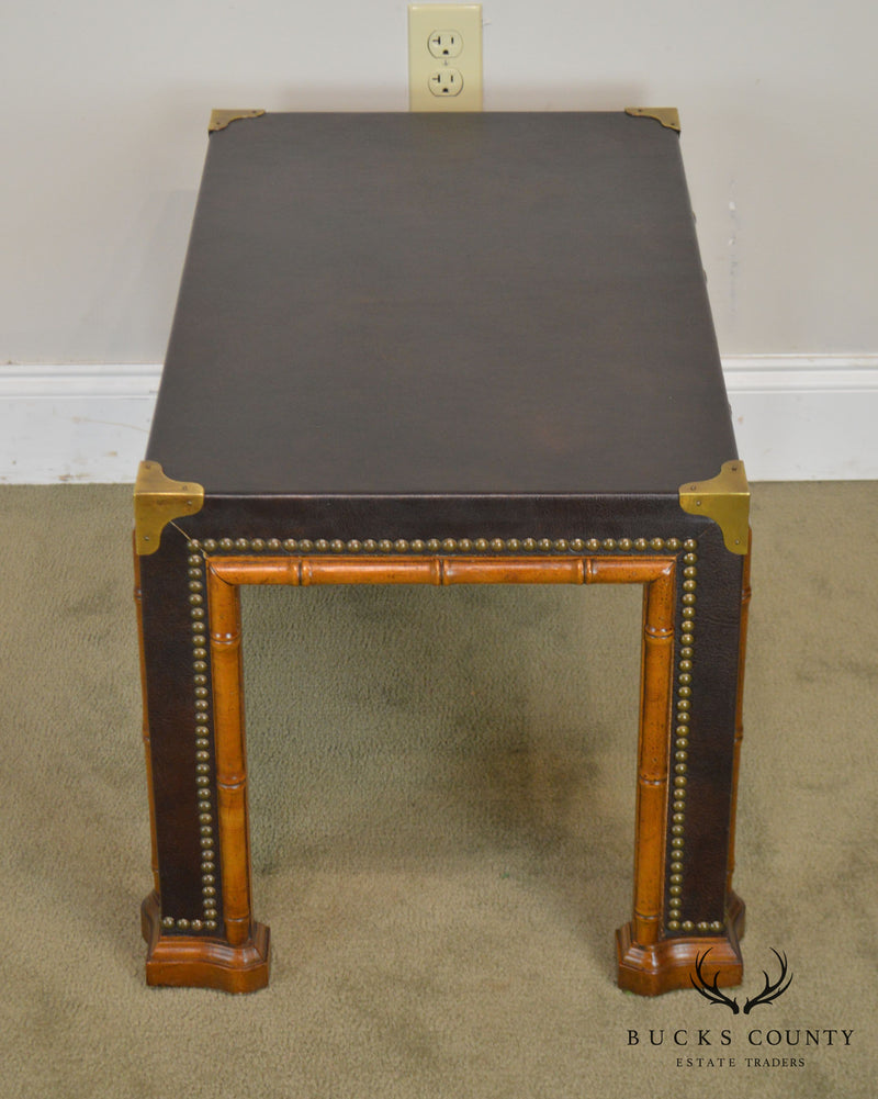 Drexel ET Cetera Vintage Faux Bamboo Leather Wrapped Parsons Coffee or Side Table