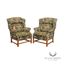 Conover Pair Custom Upholstered Wingback Armchairs