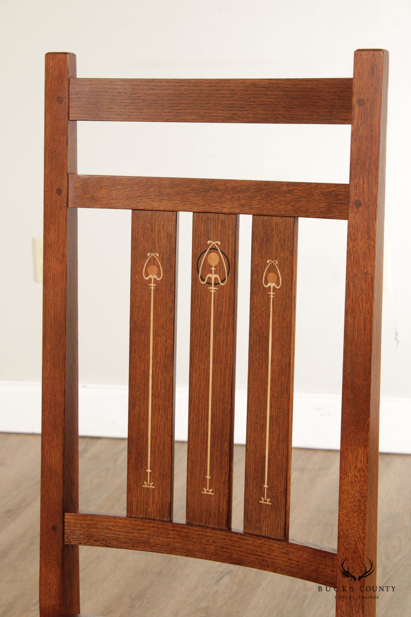 Stickley Mission Collection Harvey Ellis Oak Side Chair with Inlay