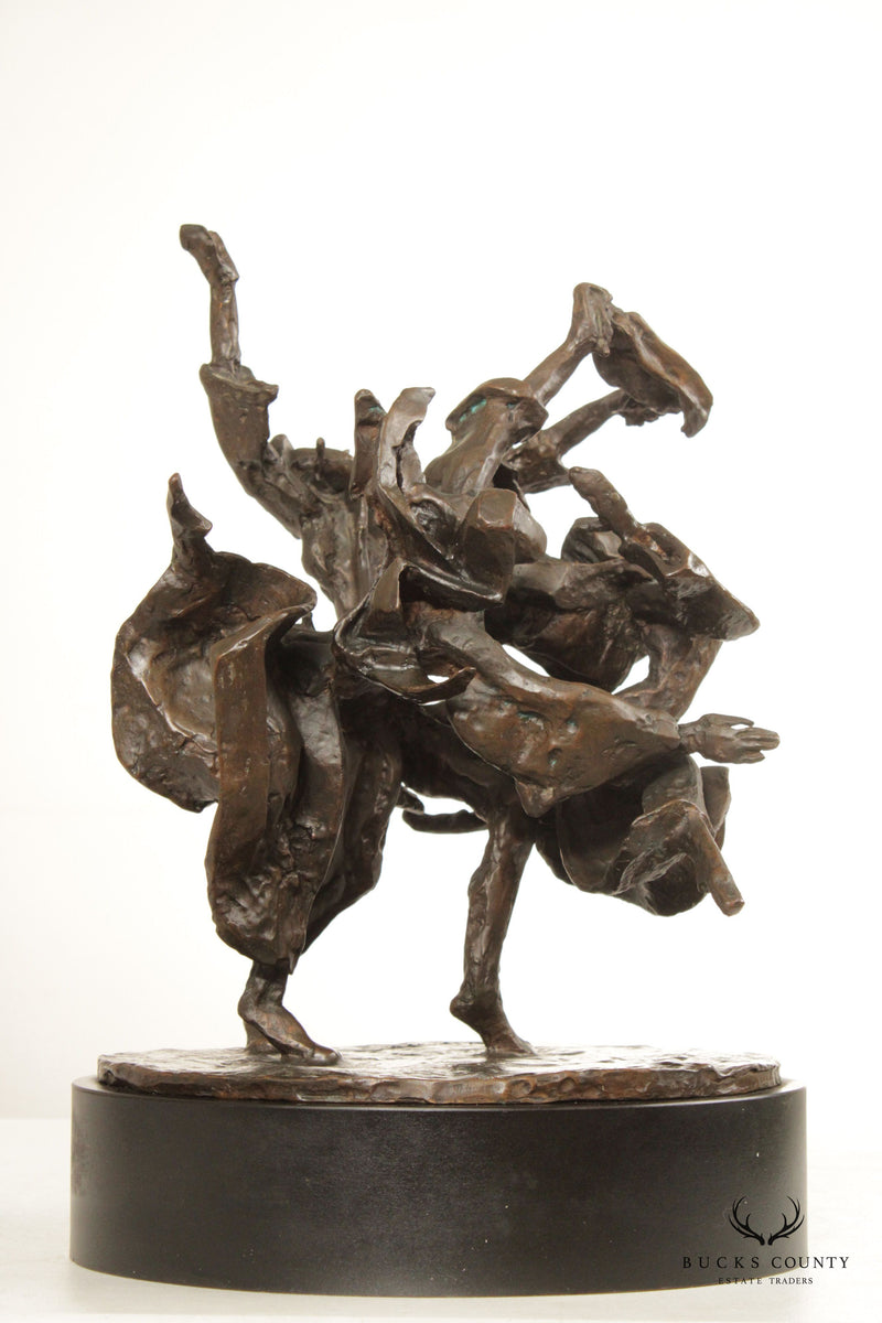 Laura Goodman Abstract Dancing Figures Bronze Sculpture