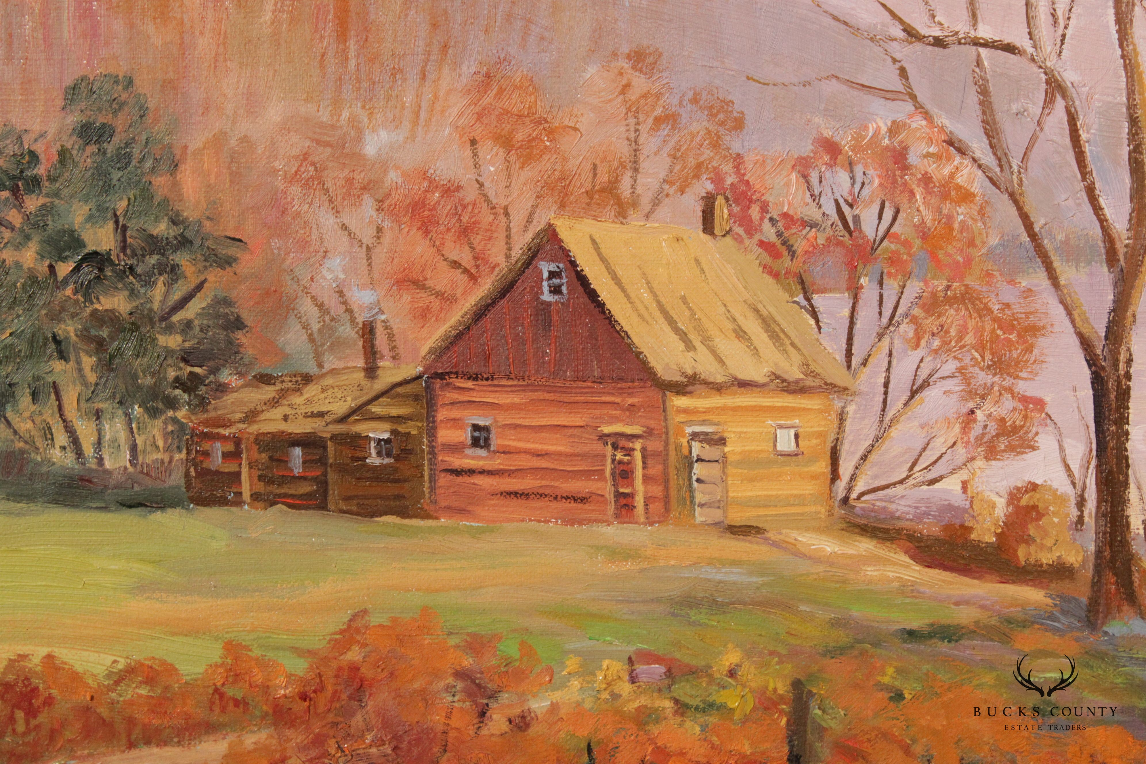 Ann Yost Whitesell 'Cabin Near the Lake' Original Oil Painting