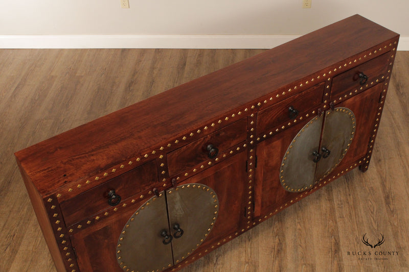 Rustic Style Wood Nailhead Sideboard Cabinet