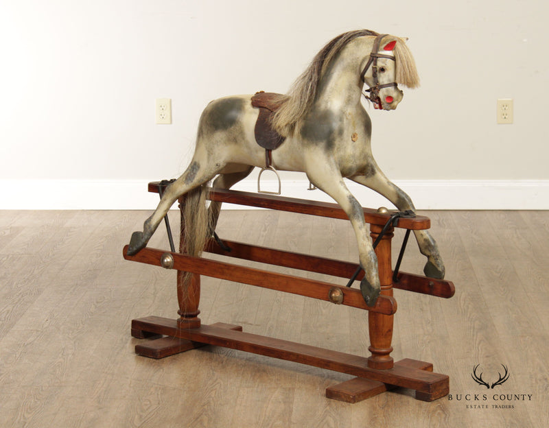 Antique Victorian Wooden Glider Rocking Horse