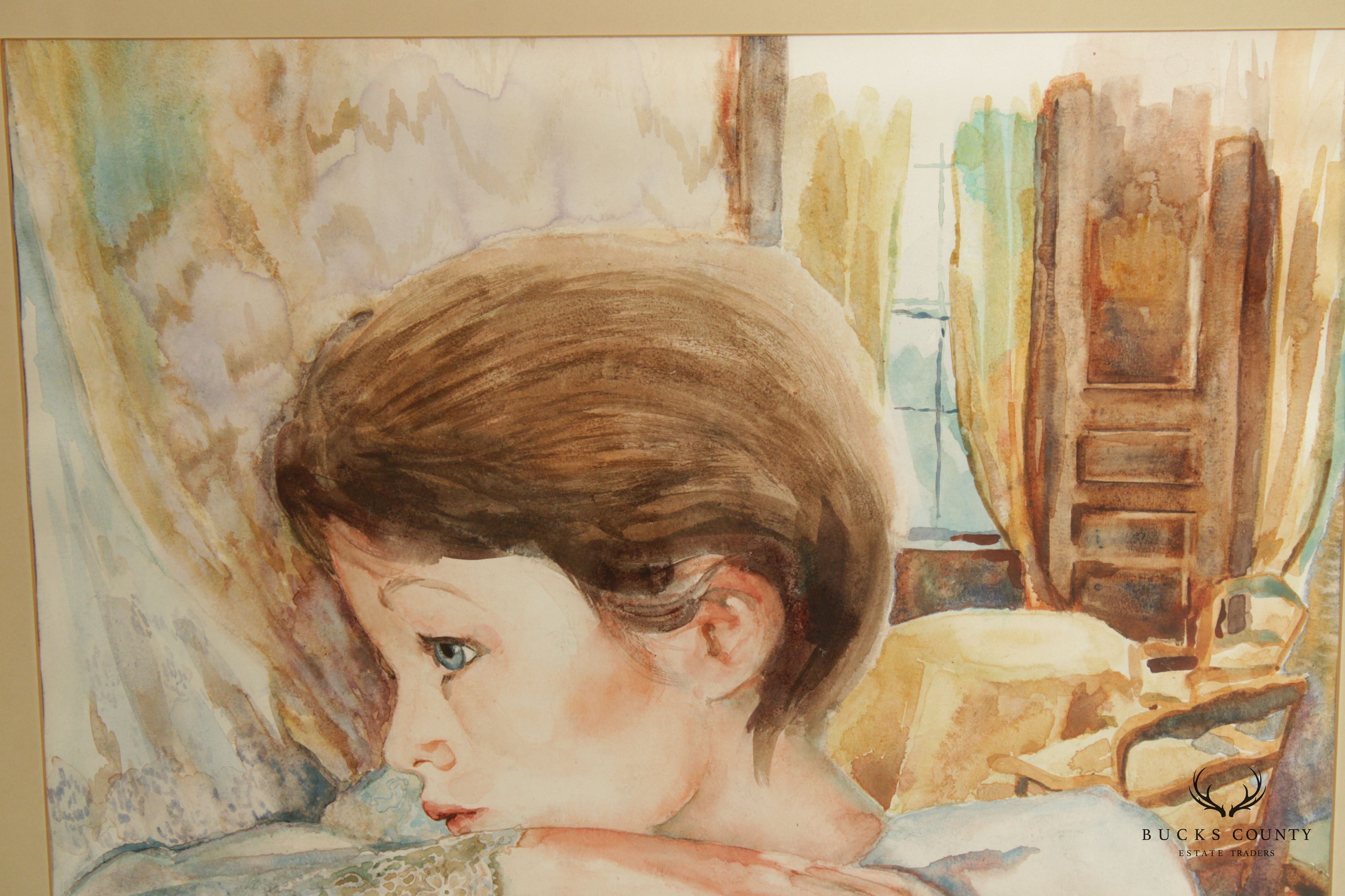 Joyce Nuttall 'Day Dreamer' Watercolor Painting