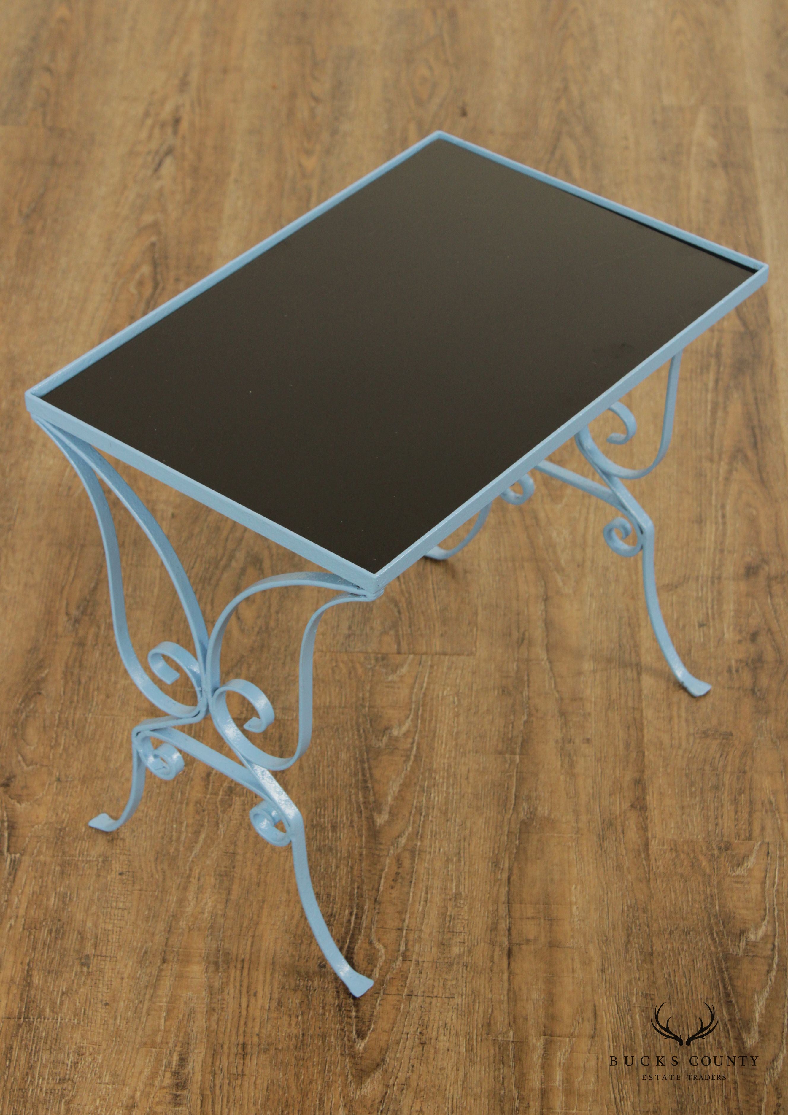 Hollywood Regency Wrought Iron Pair Nesting Tables