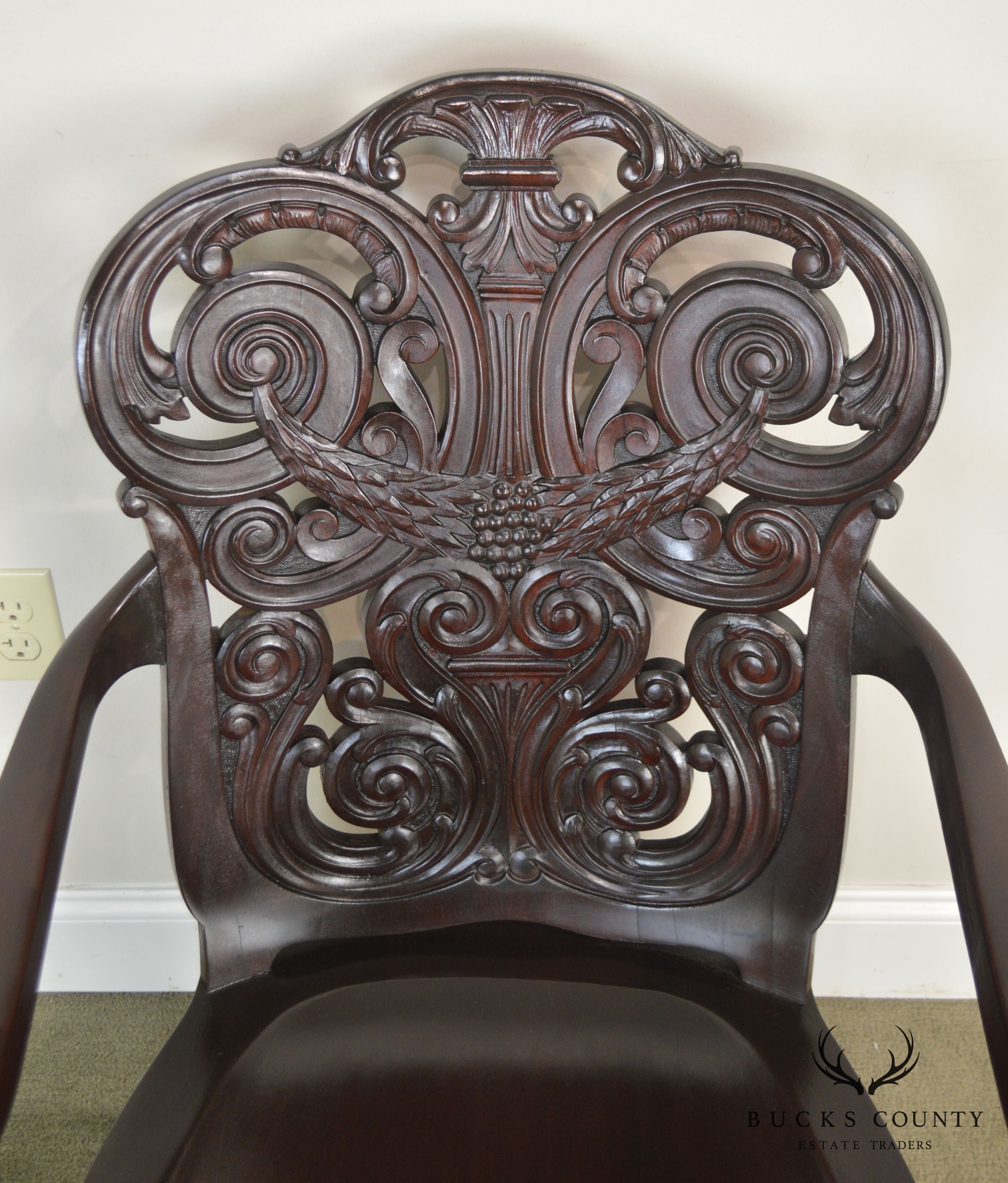 Antique 19th Century Renaissance Carved Mahogany Arm Chair