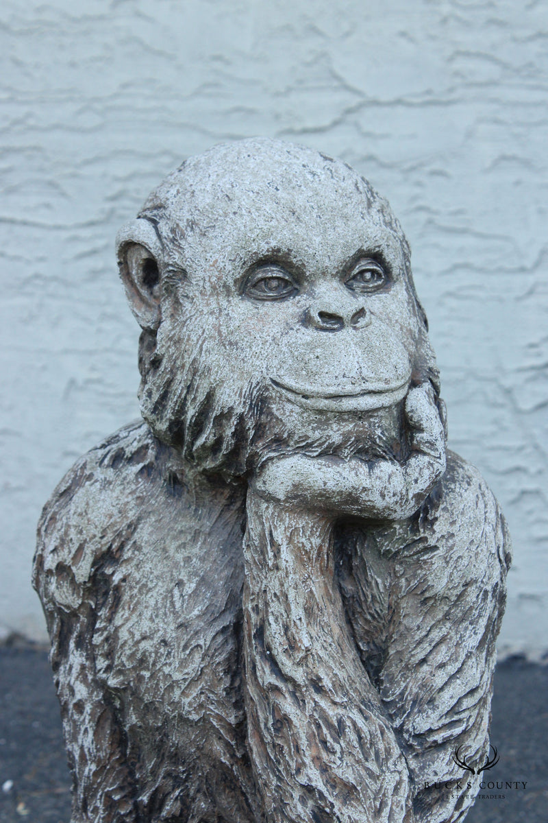 Thinking Monkey Cast Stone Outdoor Garden Statue