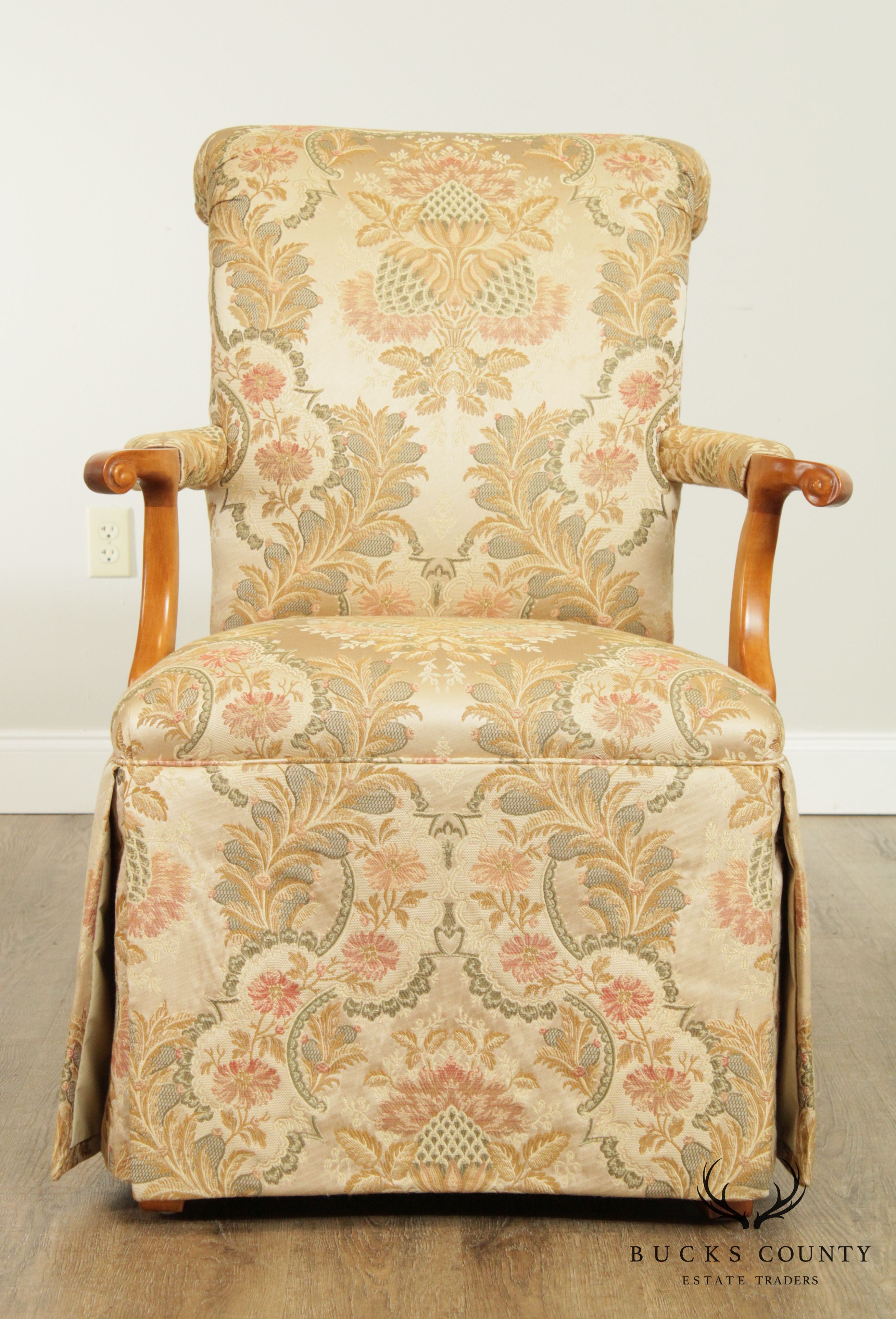 Quality Pair Custom Upholstered Host Armchairs