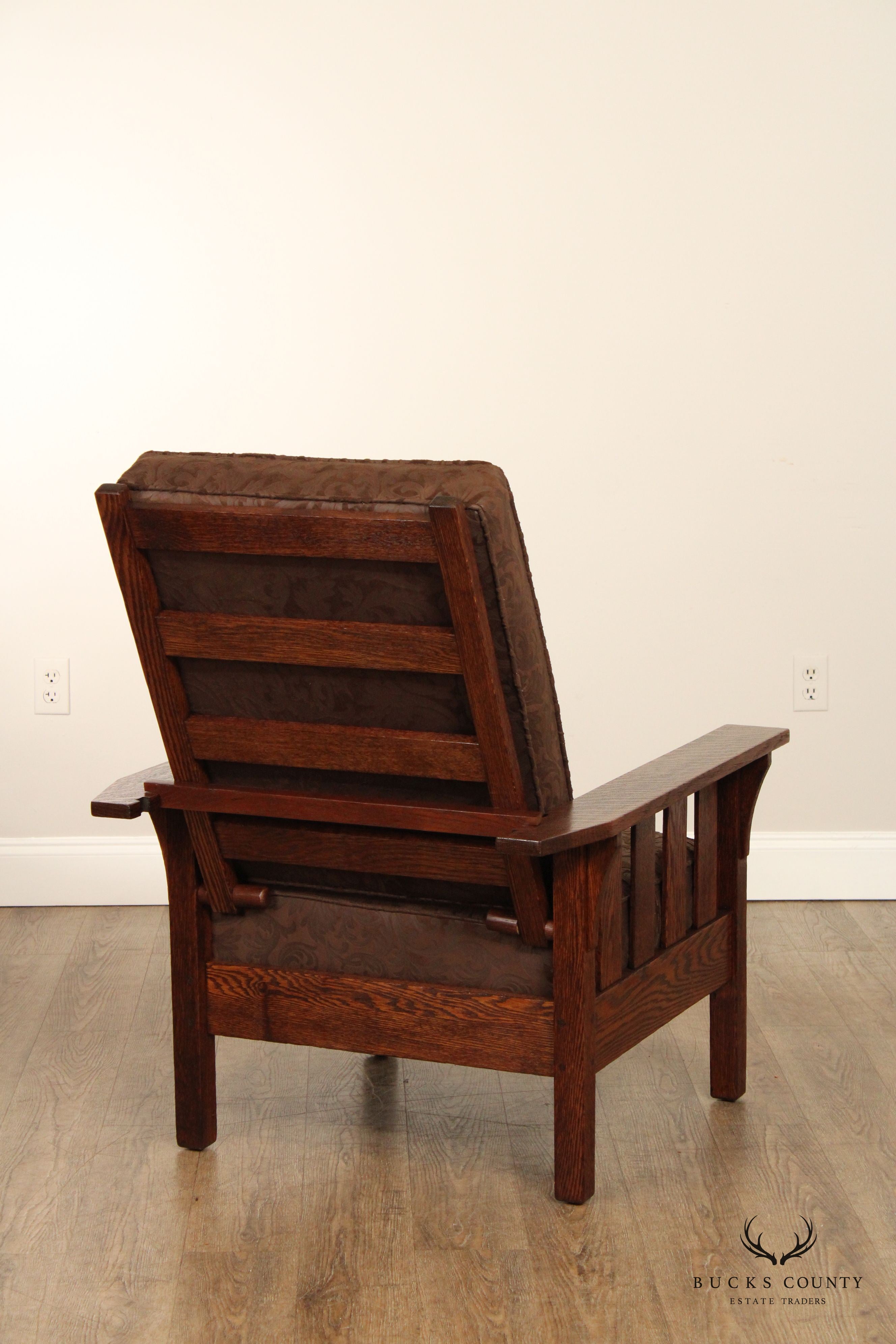 J.M. Young Antique Mission Oak Reclining Morris Chairx