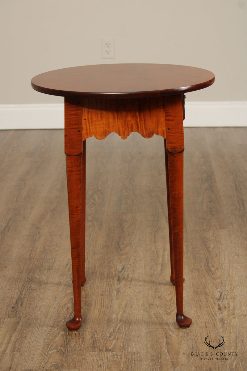 David Le Fort Custom Queen Anne Style Tiger Maple Side Table