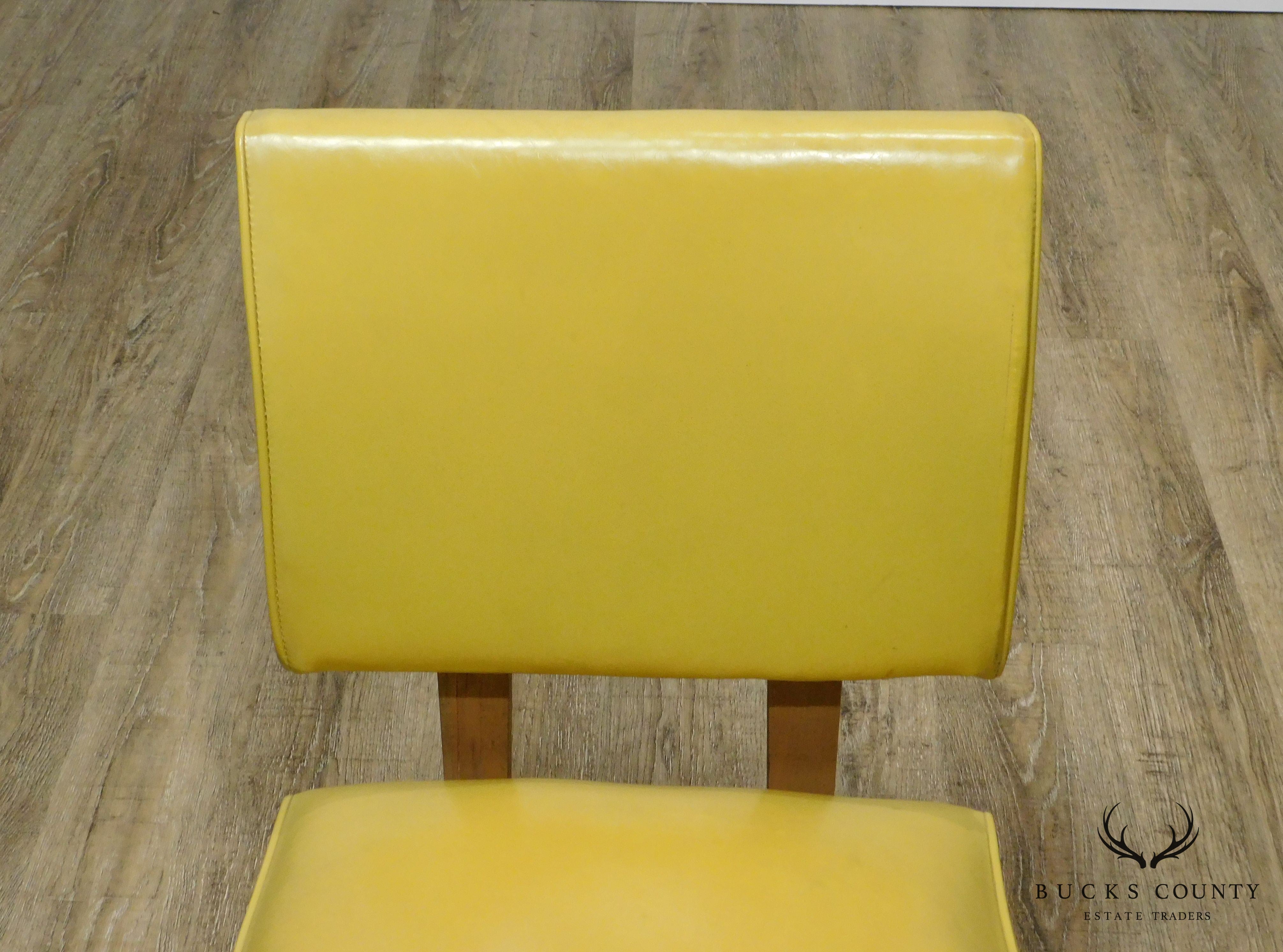 Mid Century Modern 1950 Yellow Vinyl Viking Artline Slipper Chair