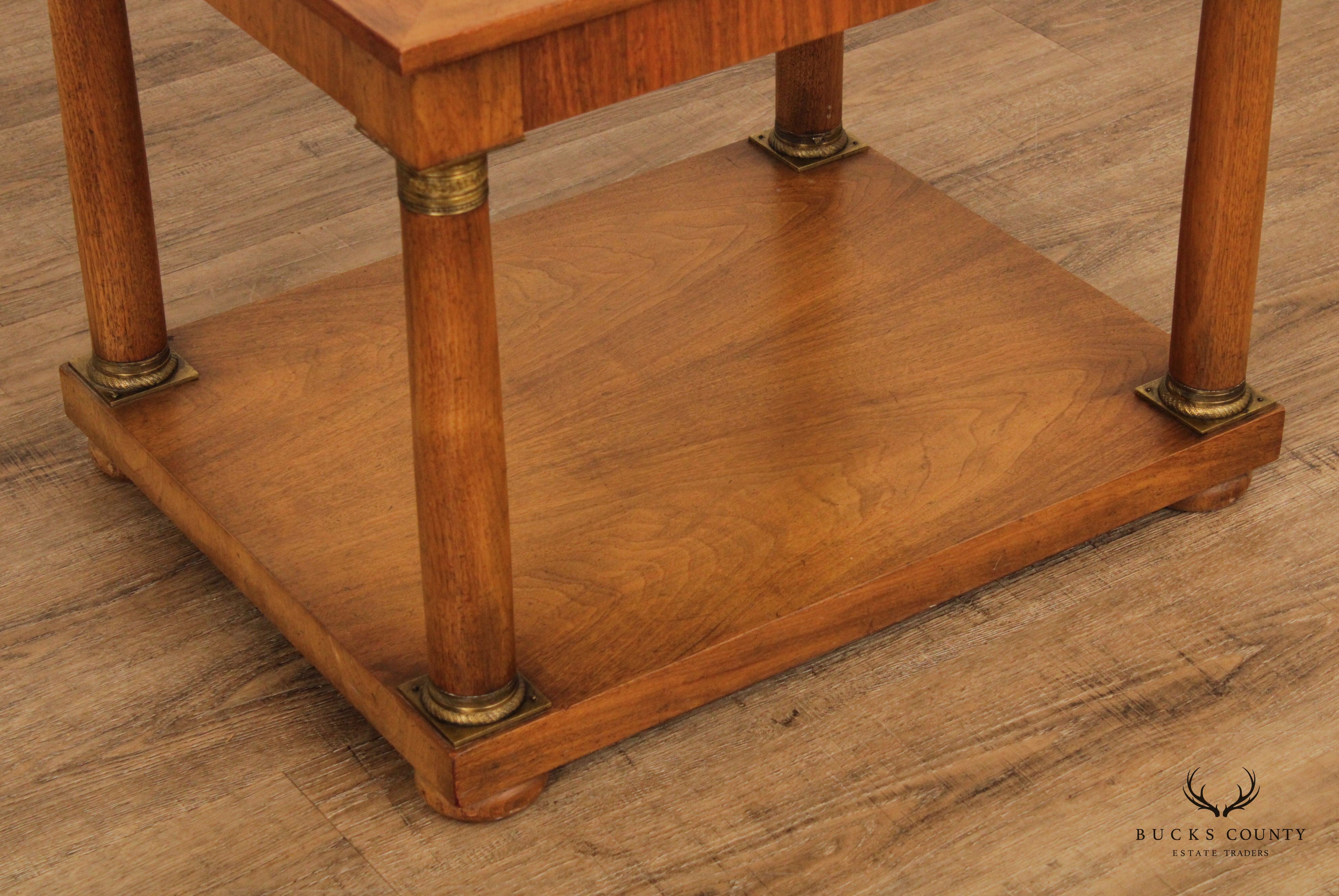 Empire Style Two-Tier Walnut Side Table