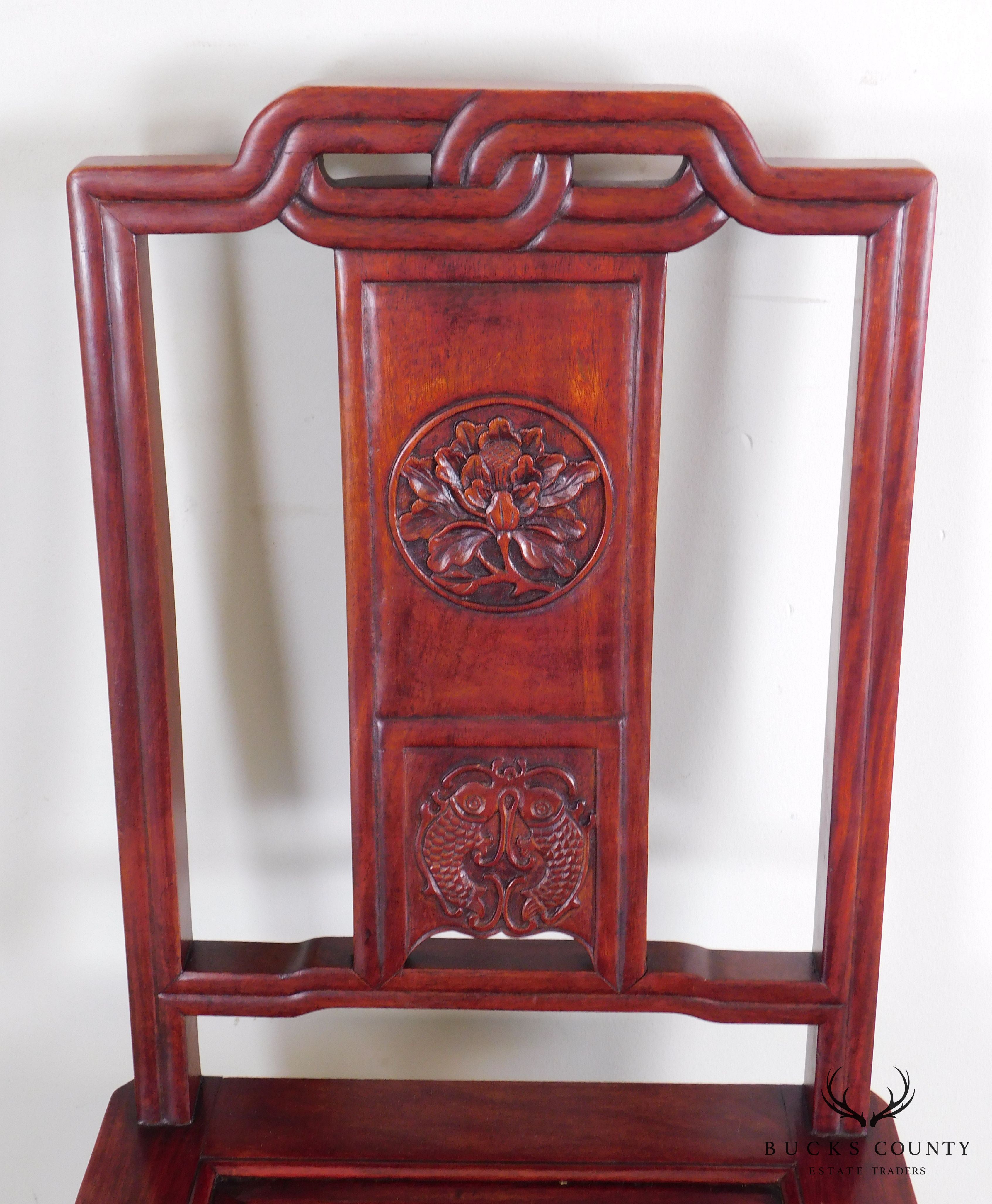 Asian Rosewood Vintage Carved Side Chair