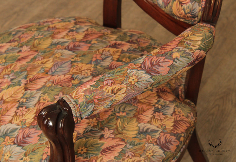 Antique Victorian Custom Upholstered Walnut Parlor Armchair