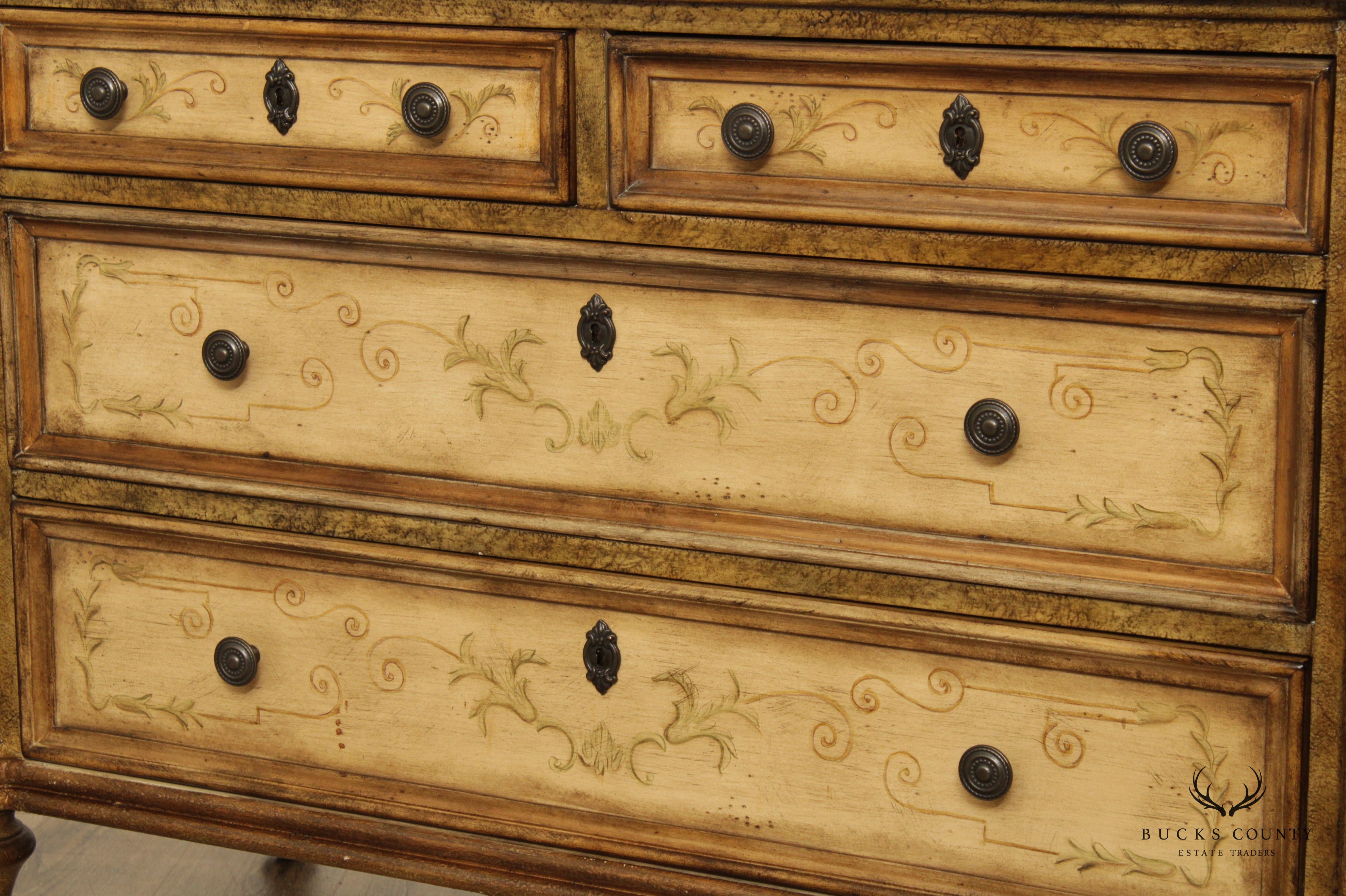 Paint Decorated French Louis XVI Style Chest Of Drawers