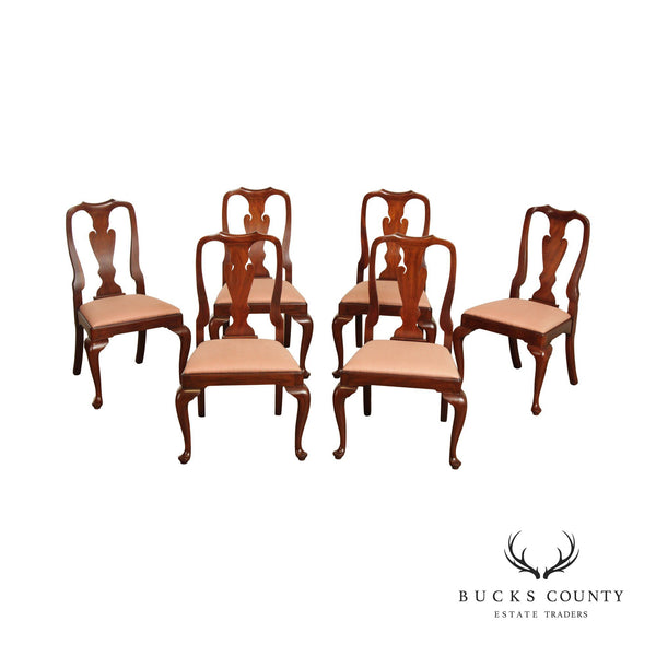 Henkel Harris Queen Anne Style Set of 6 Mahogany Dining Chairs