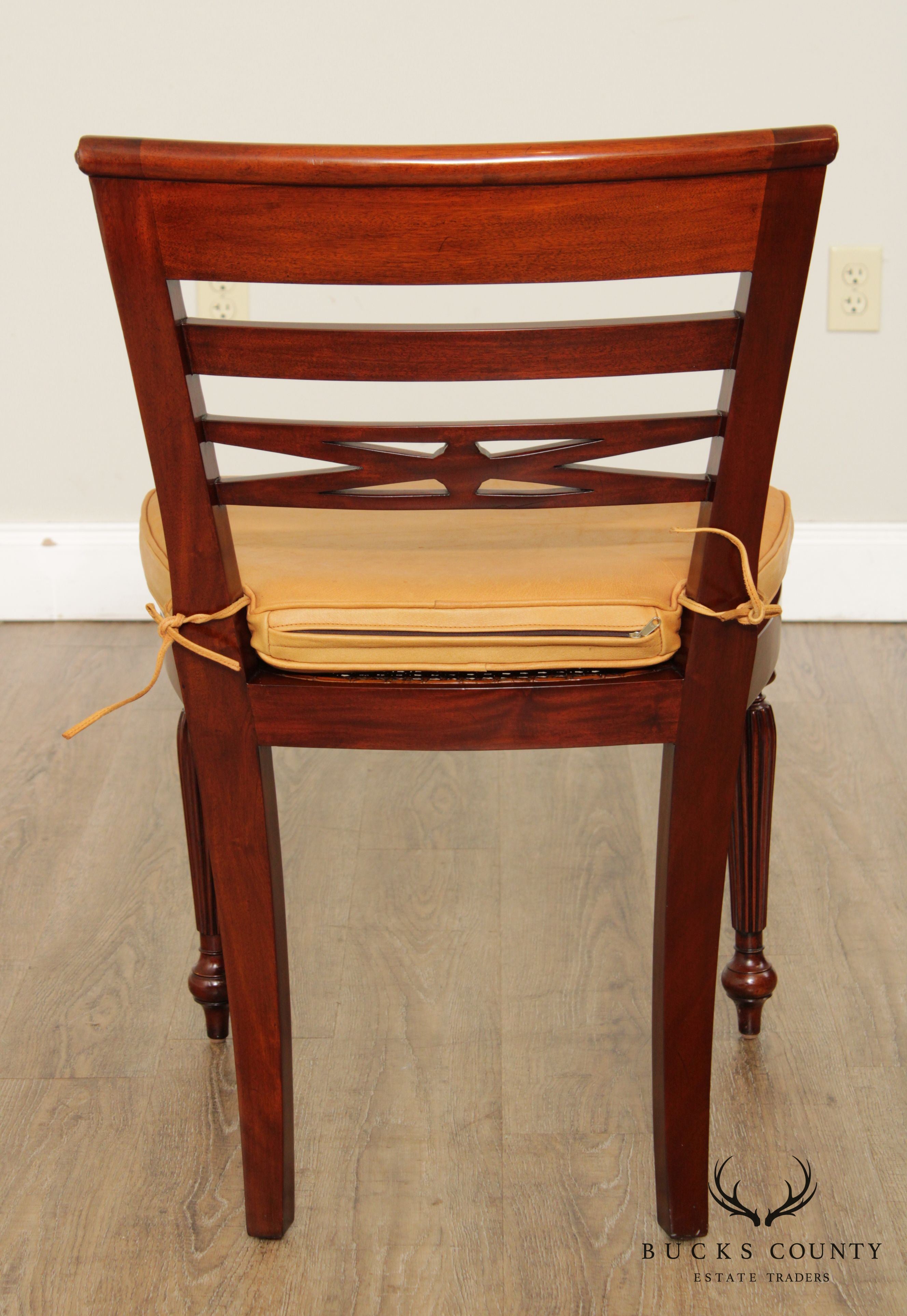 Regency Style Pair of Side Chairs with Leather Cushions