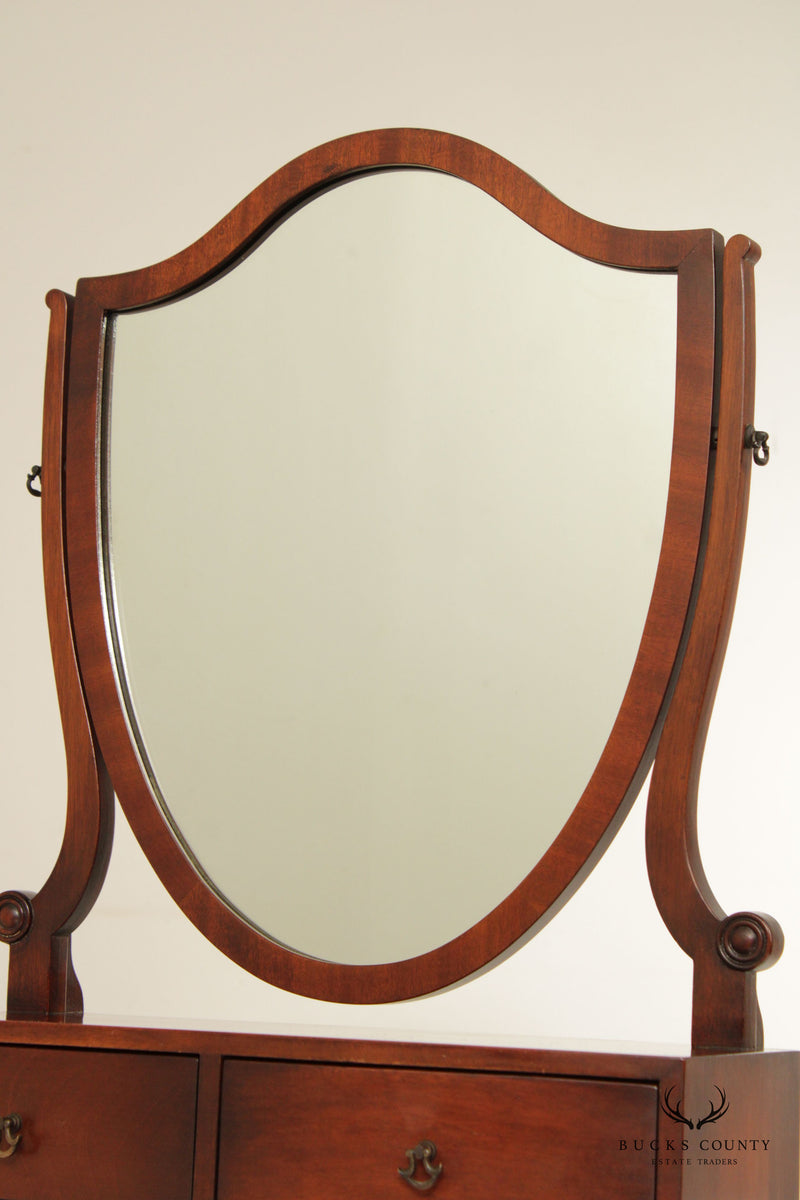 Kindel 1940's Vintage Mahogany Shield Dressing Mirror