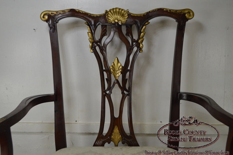 Giant Solid Mahogany Chippendale Style Carved Arm Chair