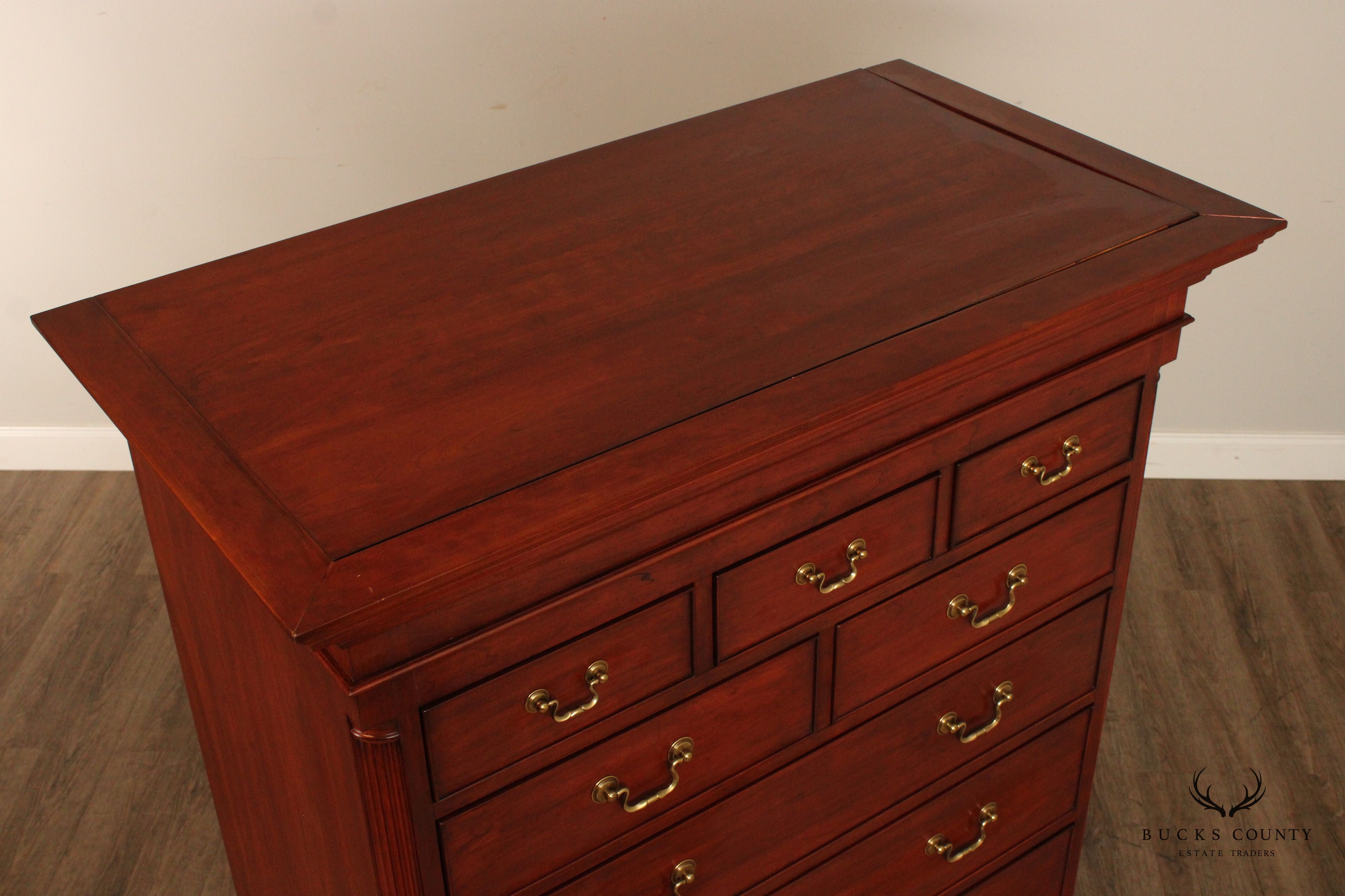 Henkel Harris Chippendale Style Cherry High Chest of Drawers