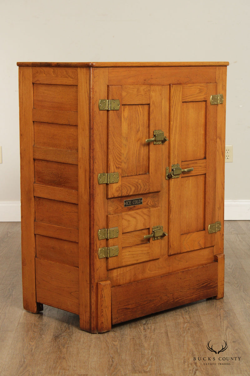 Antique Oak Three Compartment Ice Chest Bucks County Estate Traders