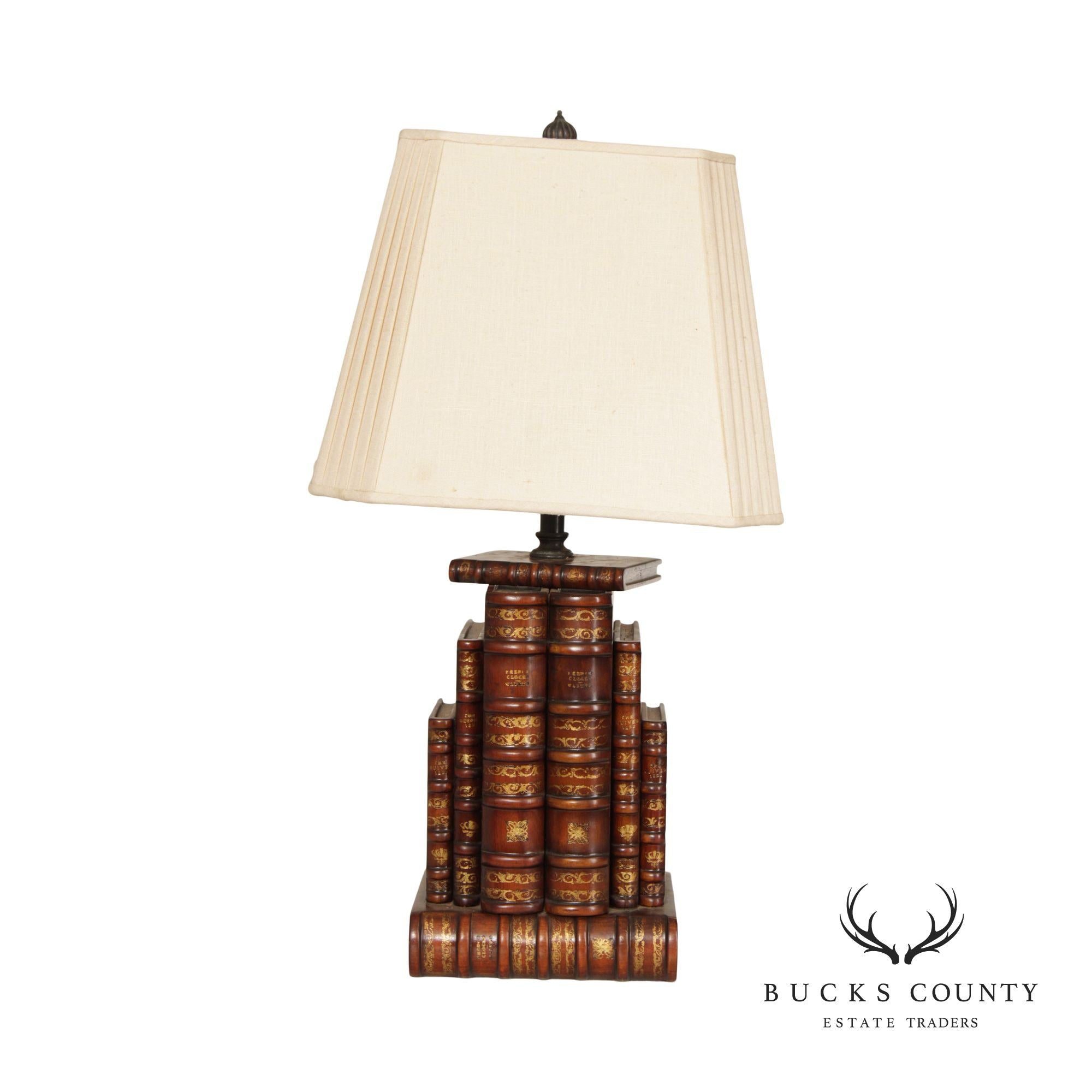 Carved Wood Faux Book Table Lamp