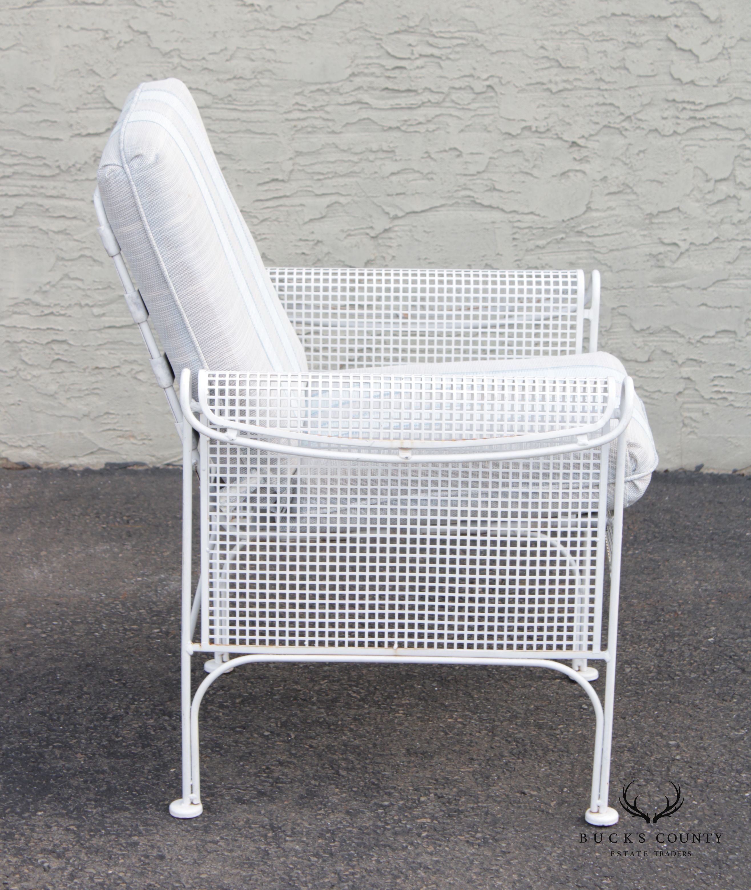 Woodard Mid Century Modern Pair Mesh Iron Outdoor Patio Chairs