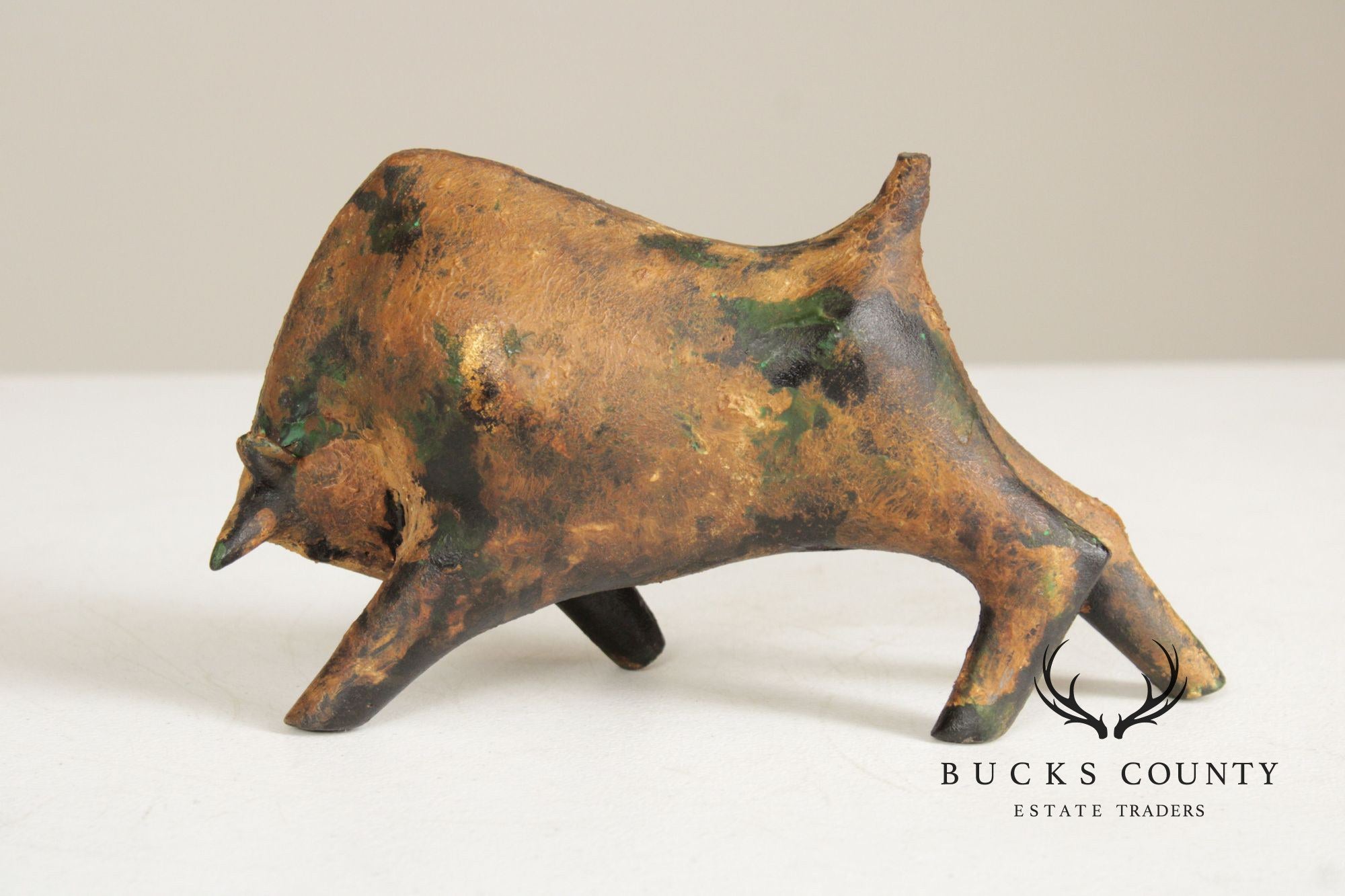 Mid Century Modern Cast Iron Bull Sculpture