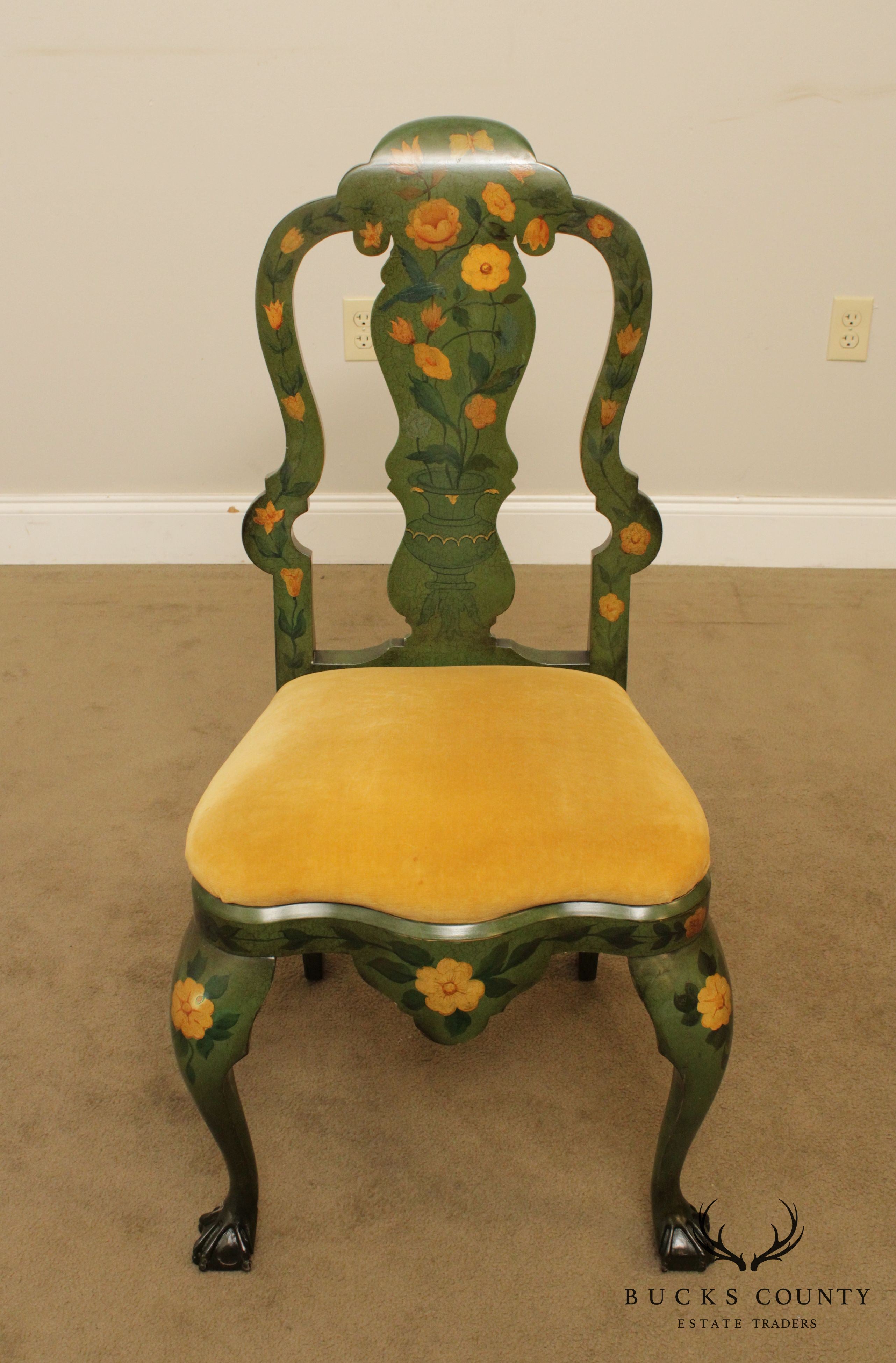 Baroque Style Japonisme Hand Painted Side Dining Chair