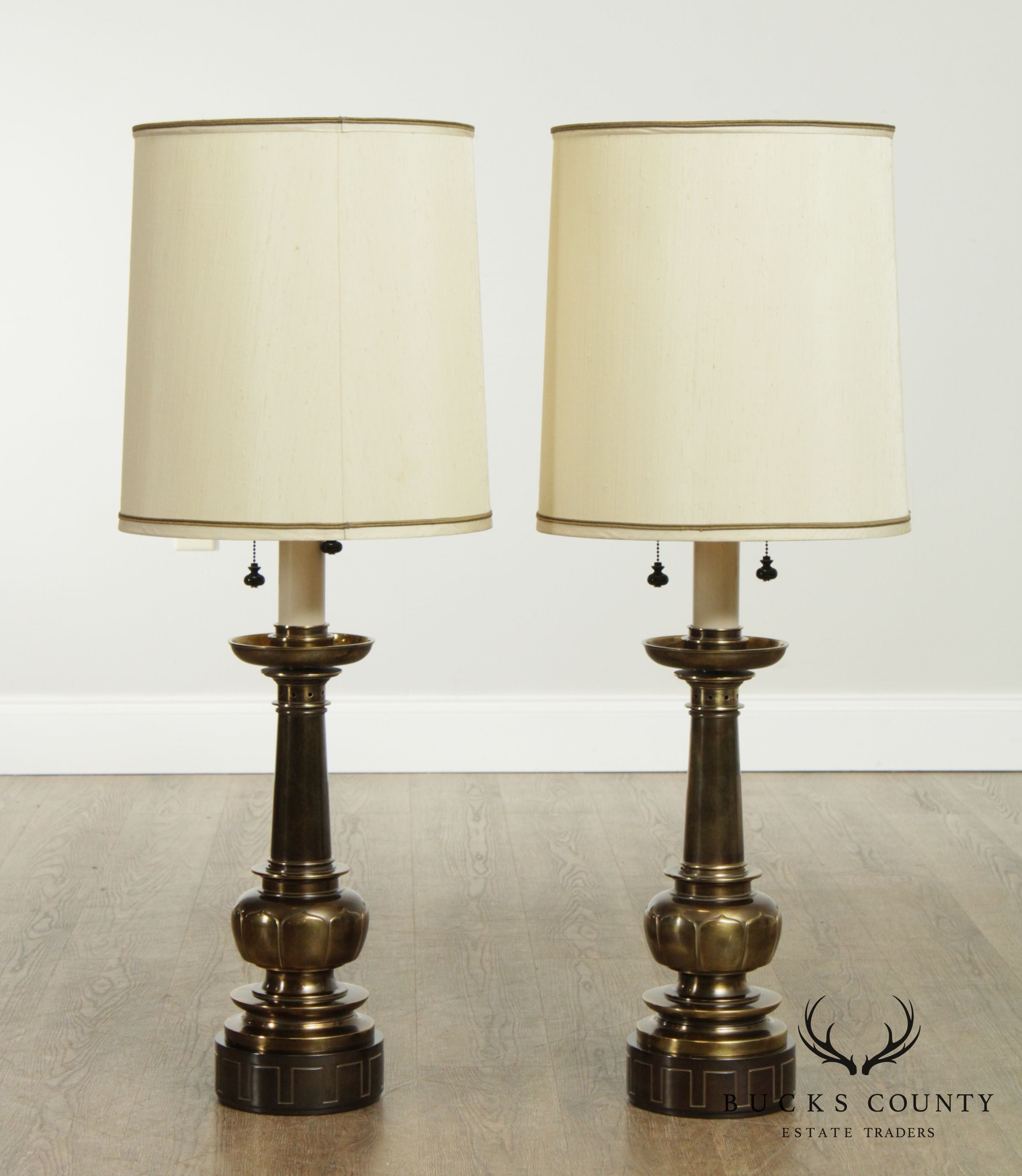 Stiffel Hollywood Regency Vintage Pair Brass Table Lamps