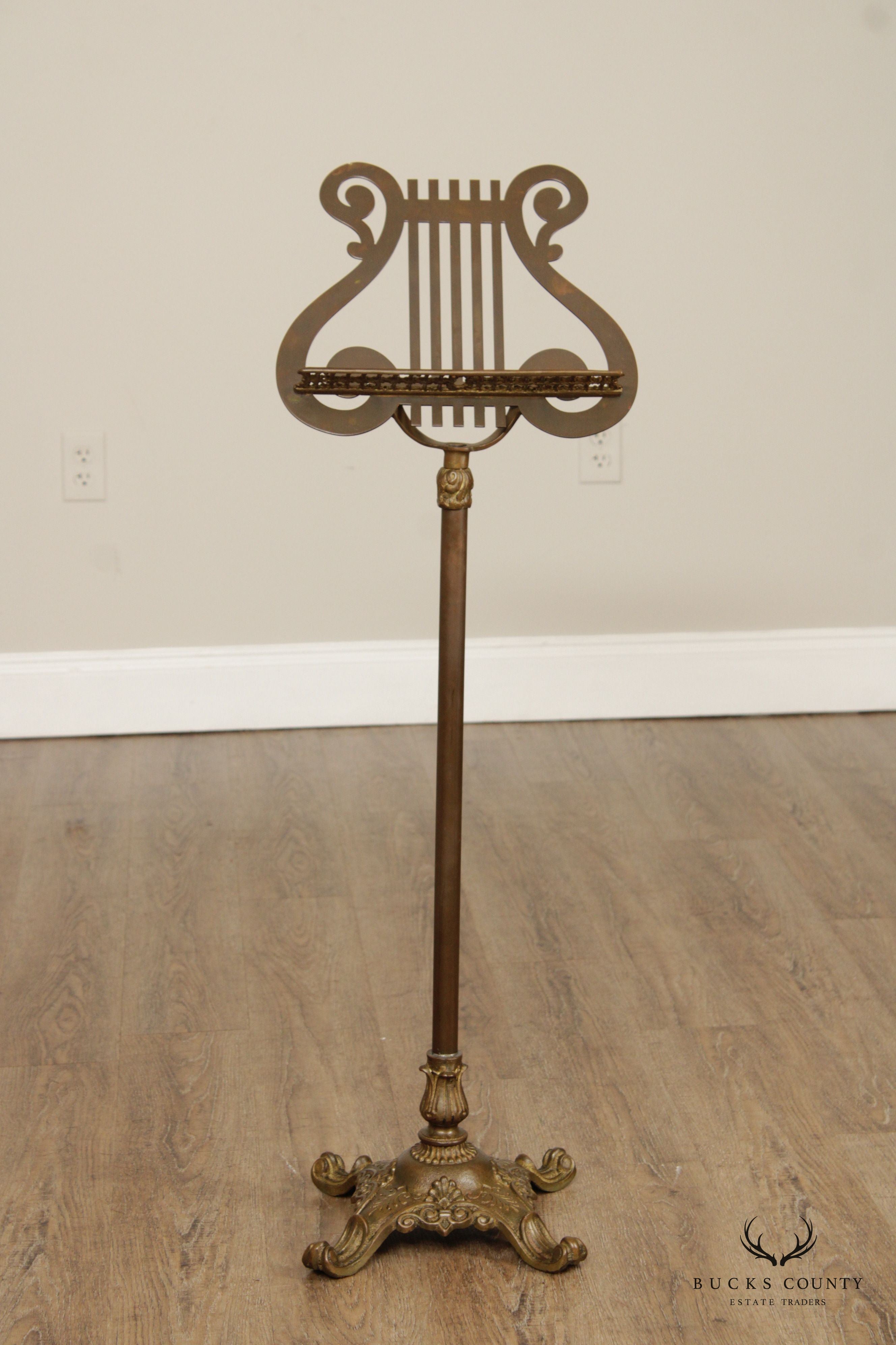 VINTAGE BRASS LYRE MUSIC STAND