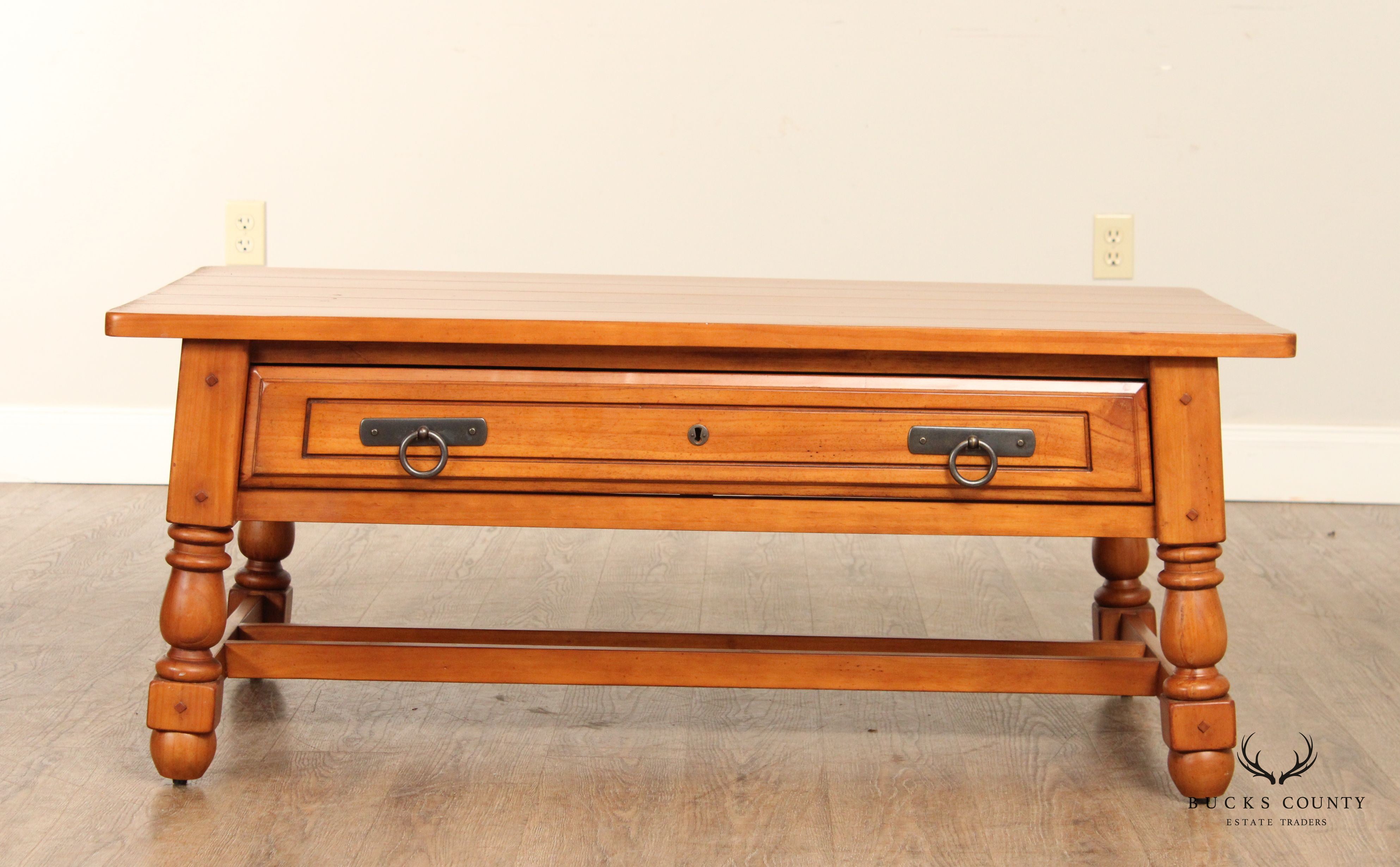 English Traditional Style Pine One-Drawer Coffee Table