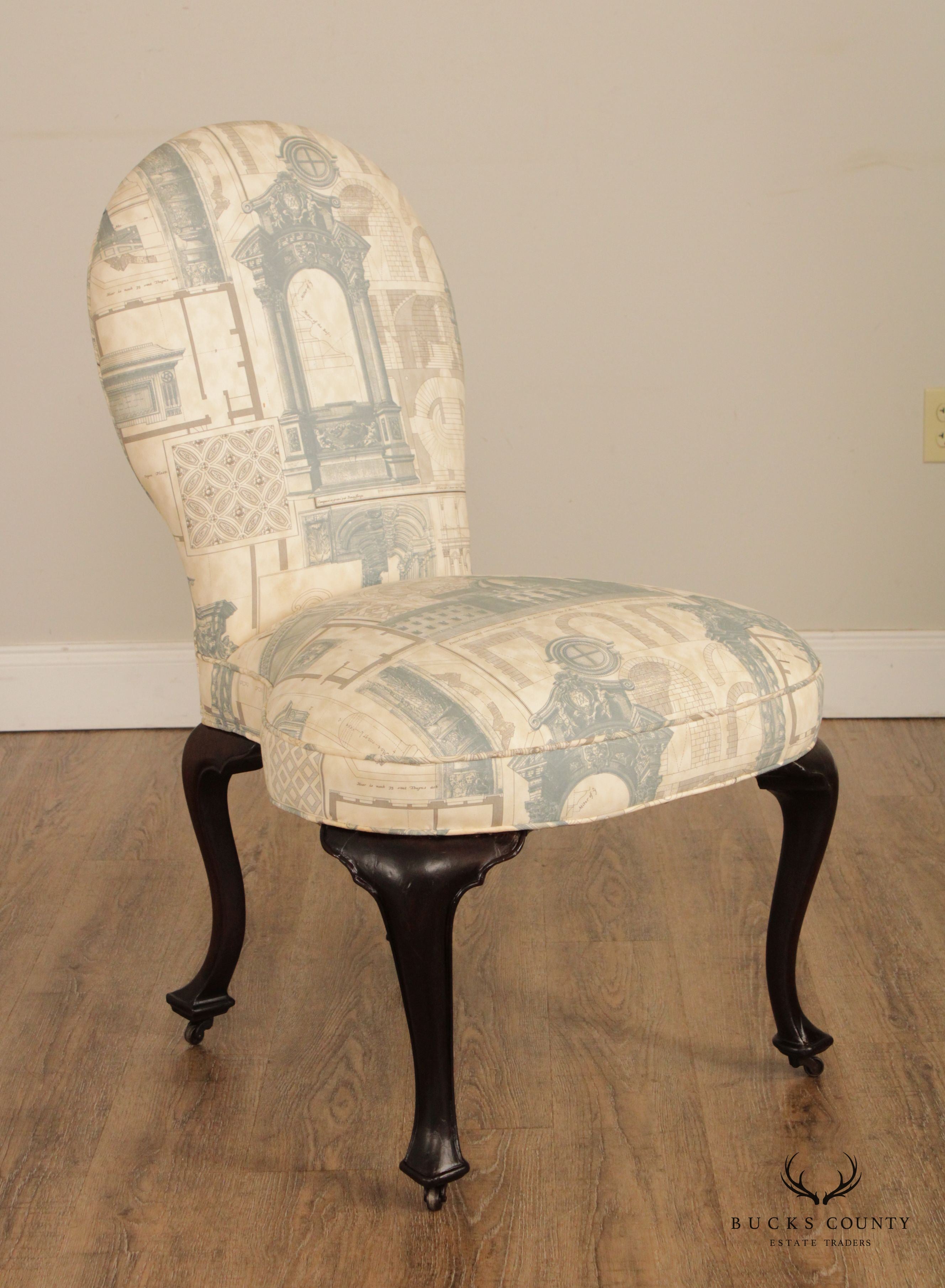 English Victorian Custom Upholstered Side Chair