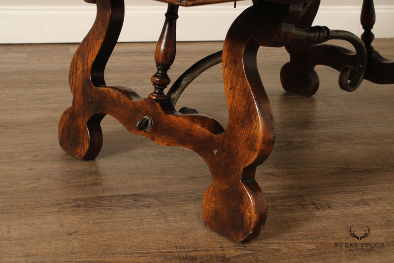 Theodore Alexander Spanish Baroque Style Oak Trestle Coffee Table