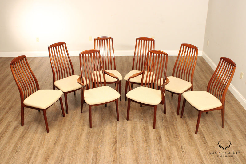 Dyrlund, Set of Eight Sculptural Teak Dining Chairs