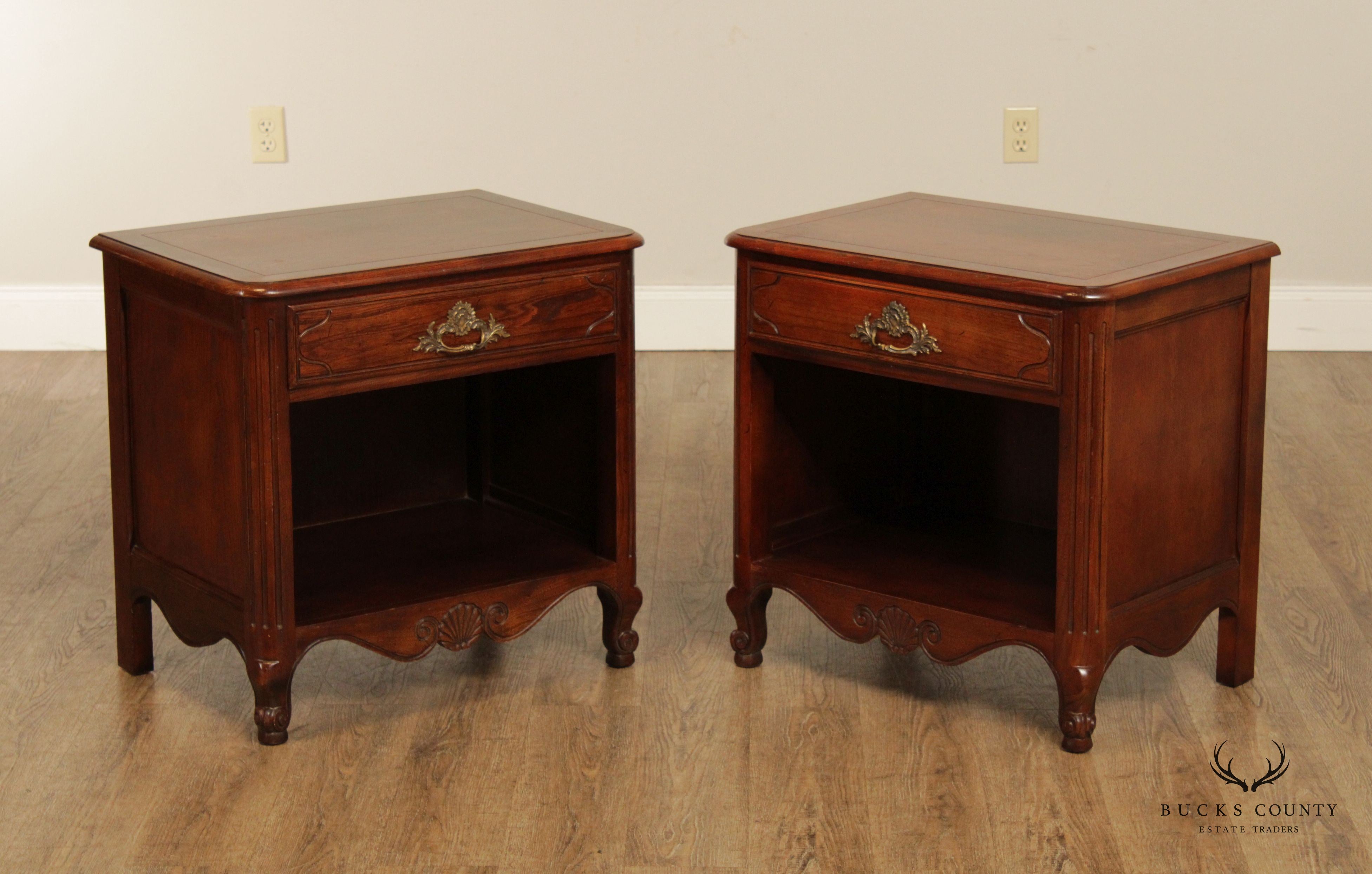 Baker Furniture French Provincial Style Pair of Nightstands