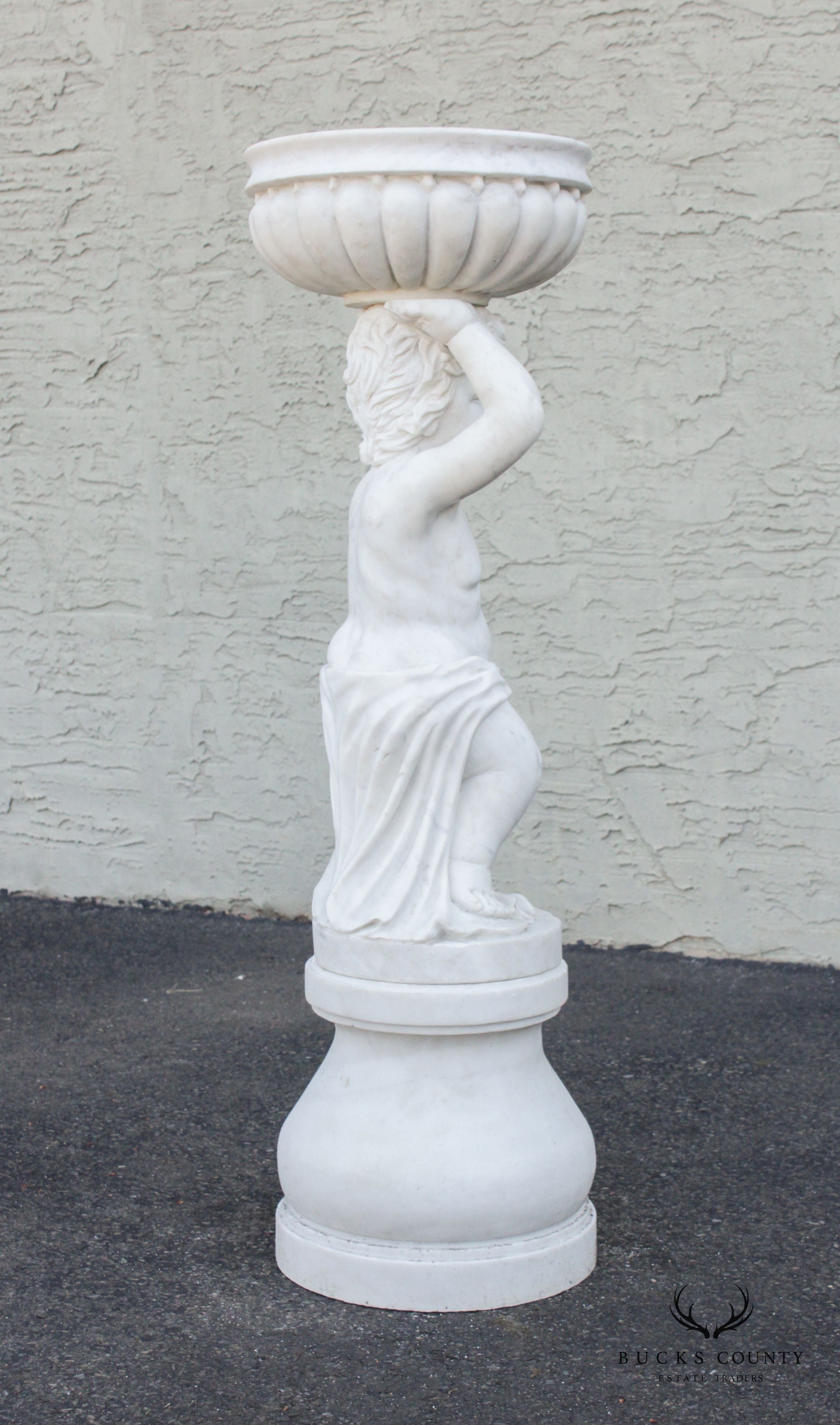 Neoclassical Style Figural Carved Marble Garden Planter