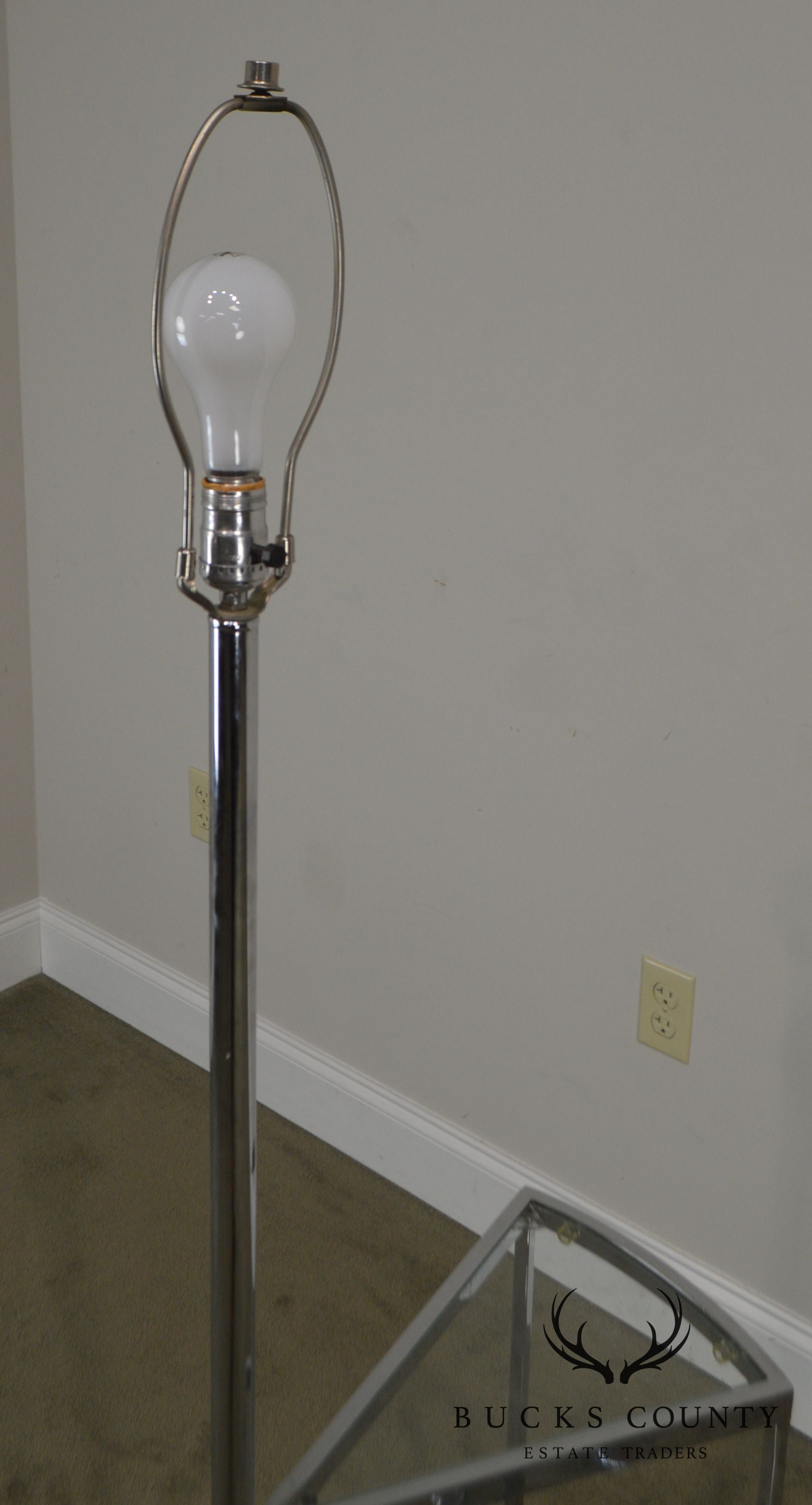 Milo Baughman Mid Century Modern Chrome & Glass Spiral Steps Floor Lamp