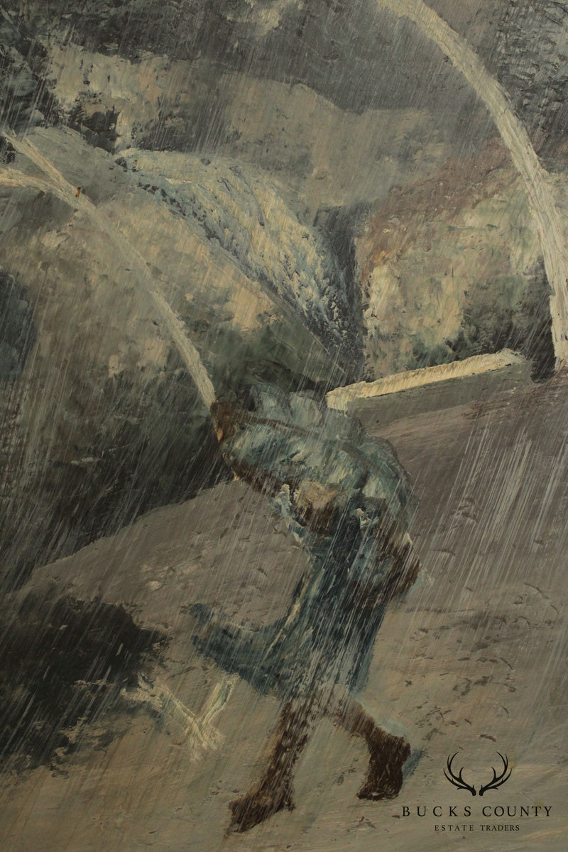 Charles OBas Hatian Original Oil Painting Landscape Tropical Storm