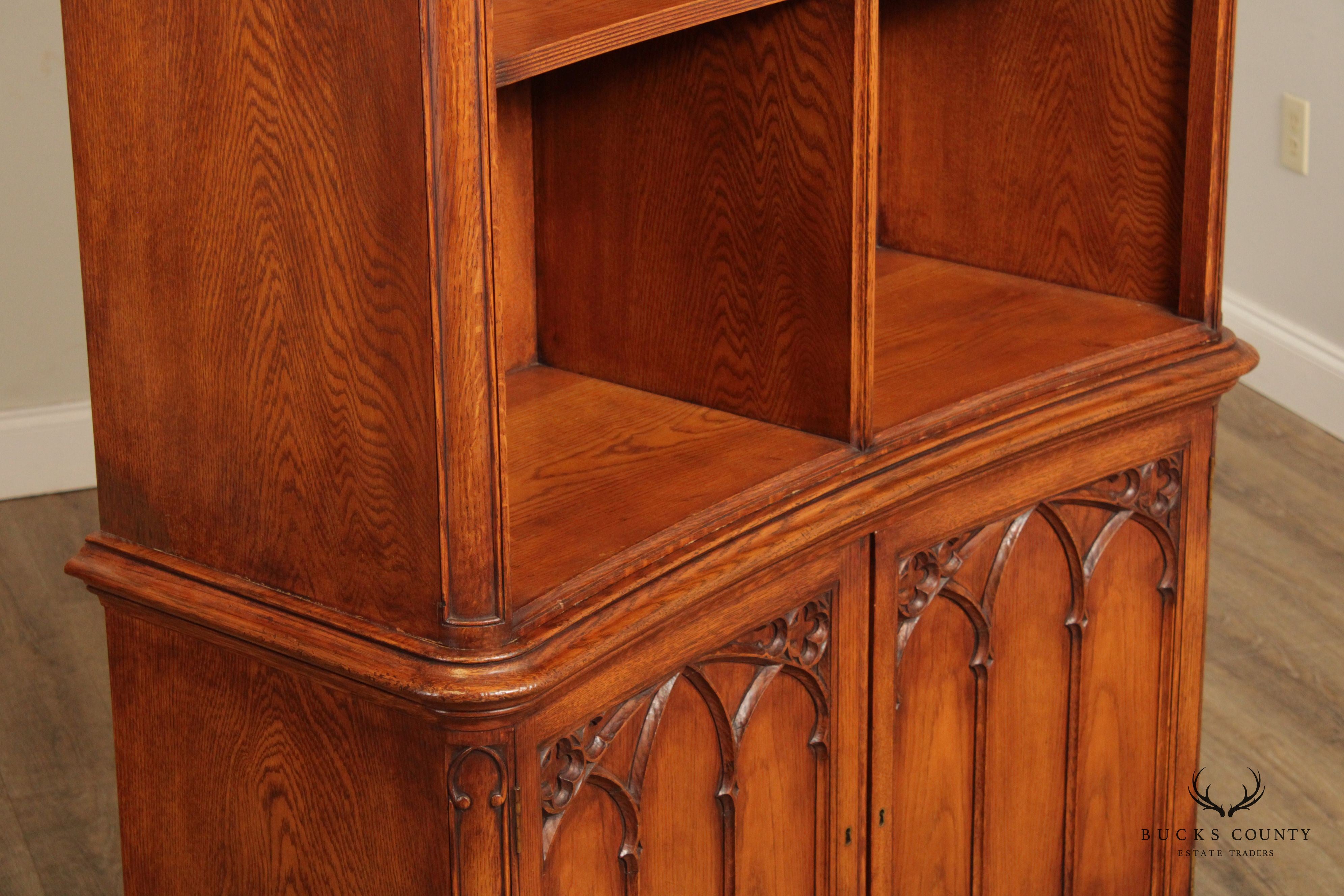 Arthur Brett Gothic Revival Style Oak Bookcase