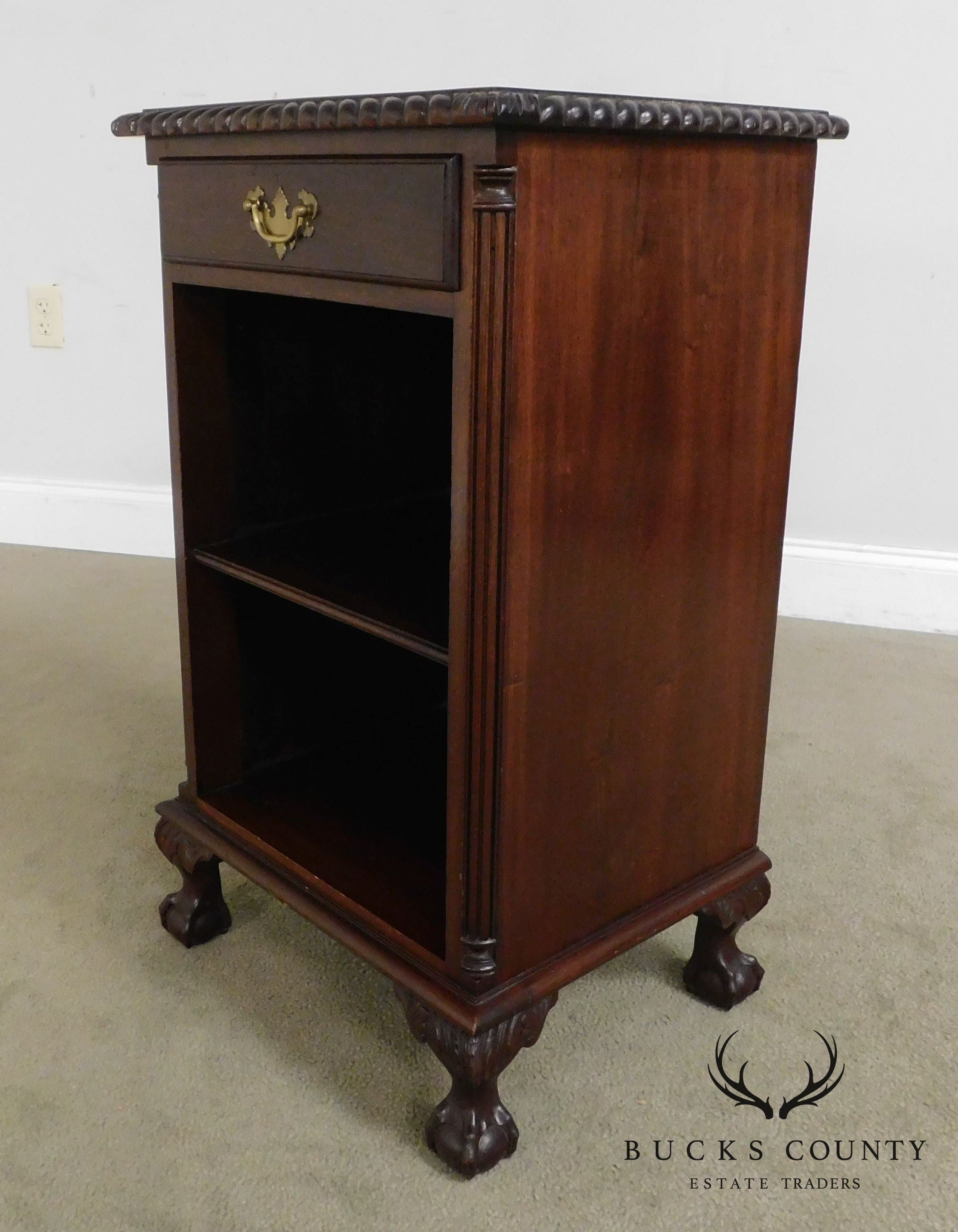 Chippendale Style Custom Mahogany Ball and Claw One Drawer Nightstand