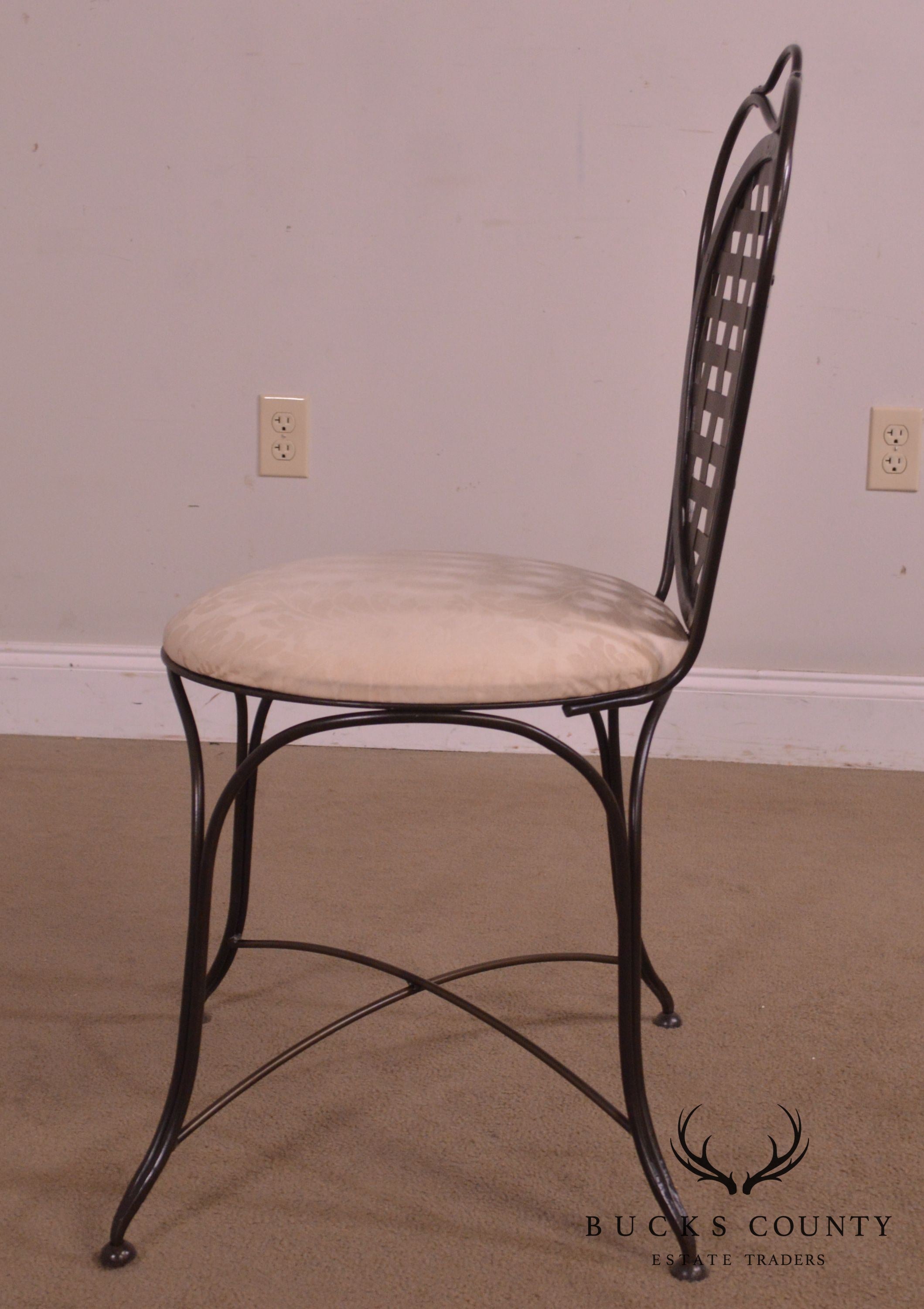 Quality Wrought Iron Lattice Back Side Chair