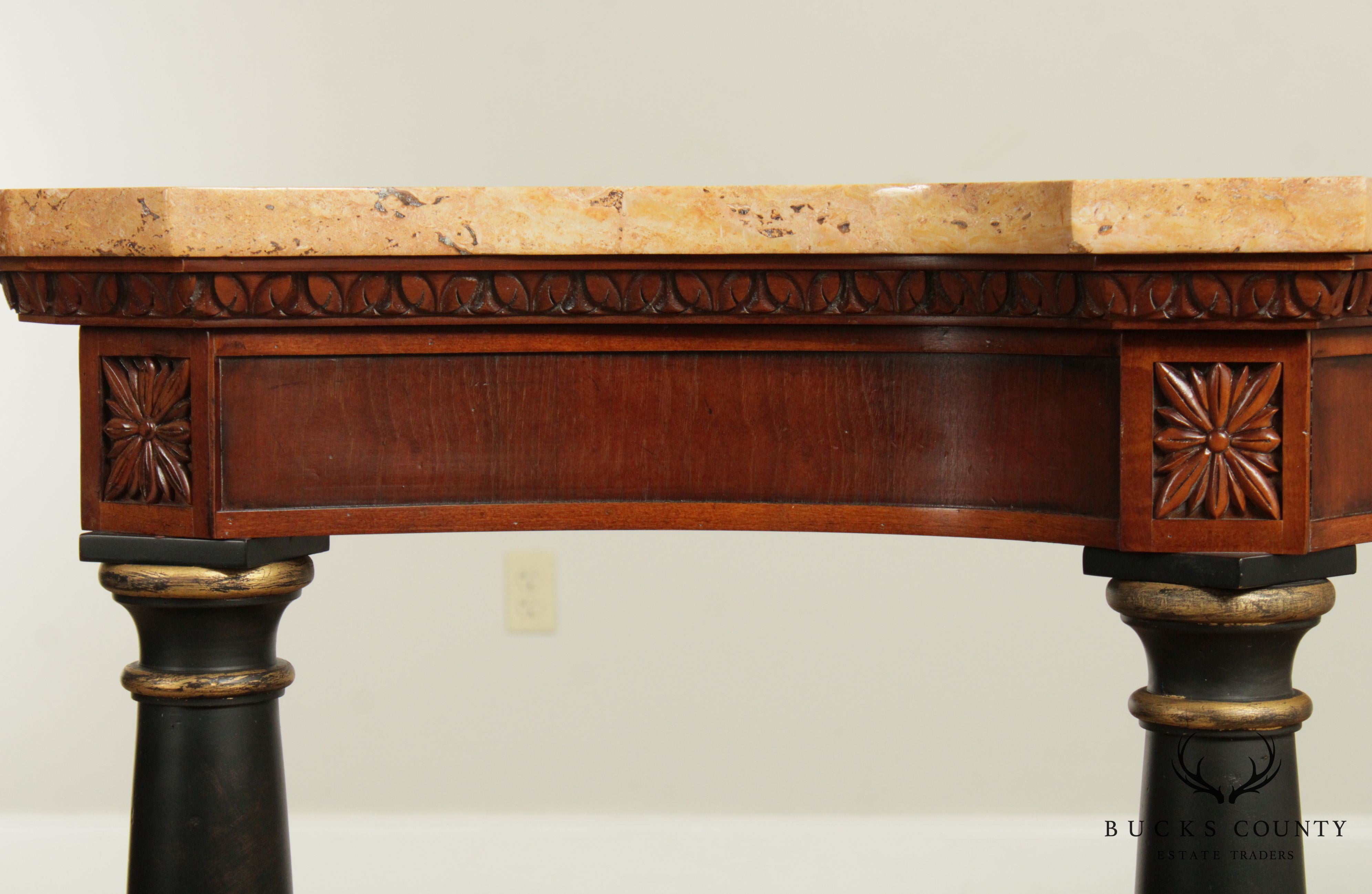 Quality Empire Style Serpentine Marble Top Console Table