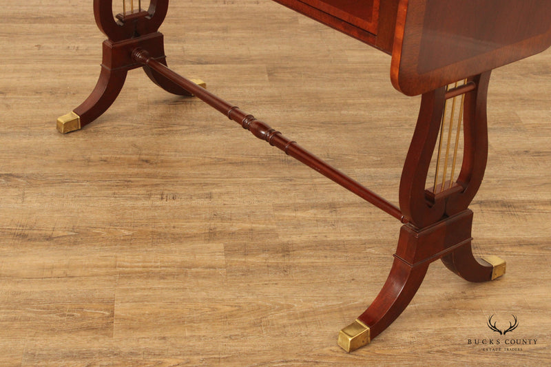 Baker Furniture Regency Style Mahogany Lyre Console Table