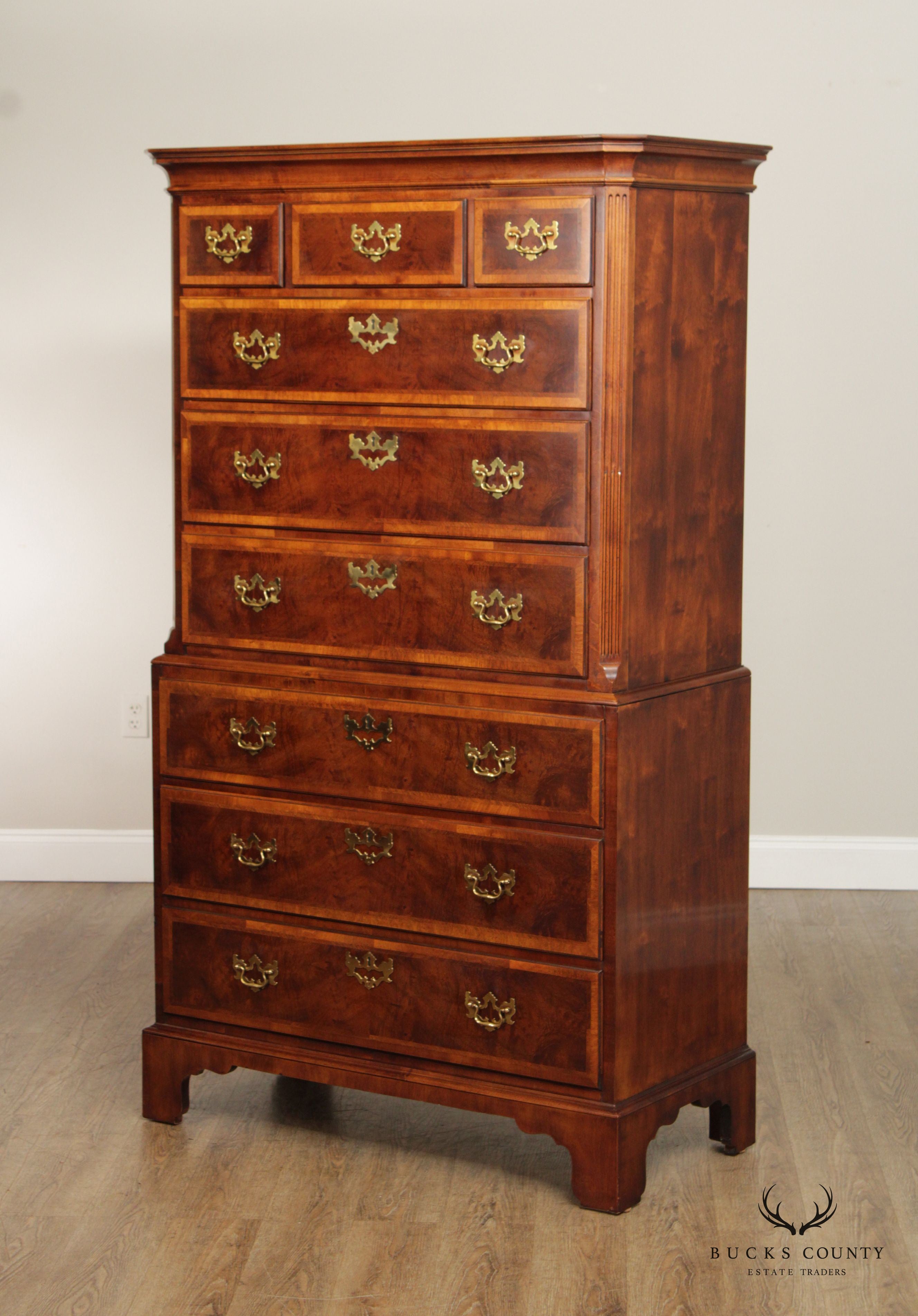 Hendredon 'Aston Court' Banded Burlwood High Chest