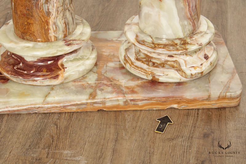 Neoclassical Column Onyx Pedestal Stand